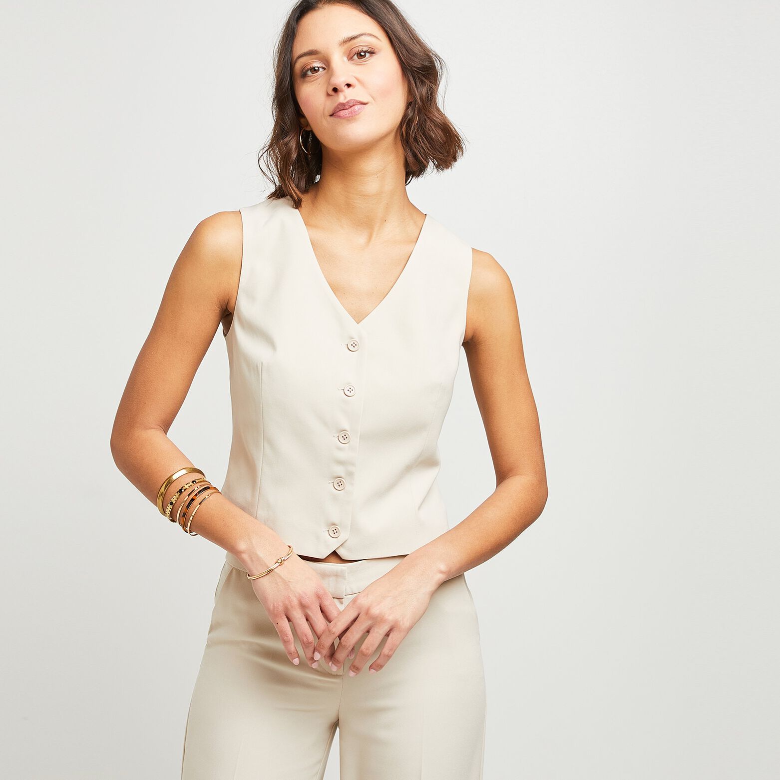 Gilet de costume femme BEIGE | Graindemalice