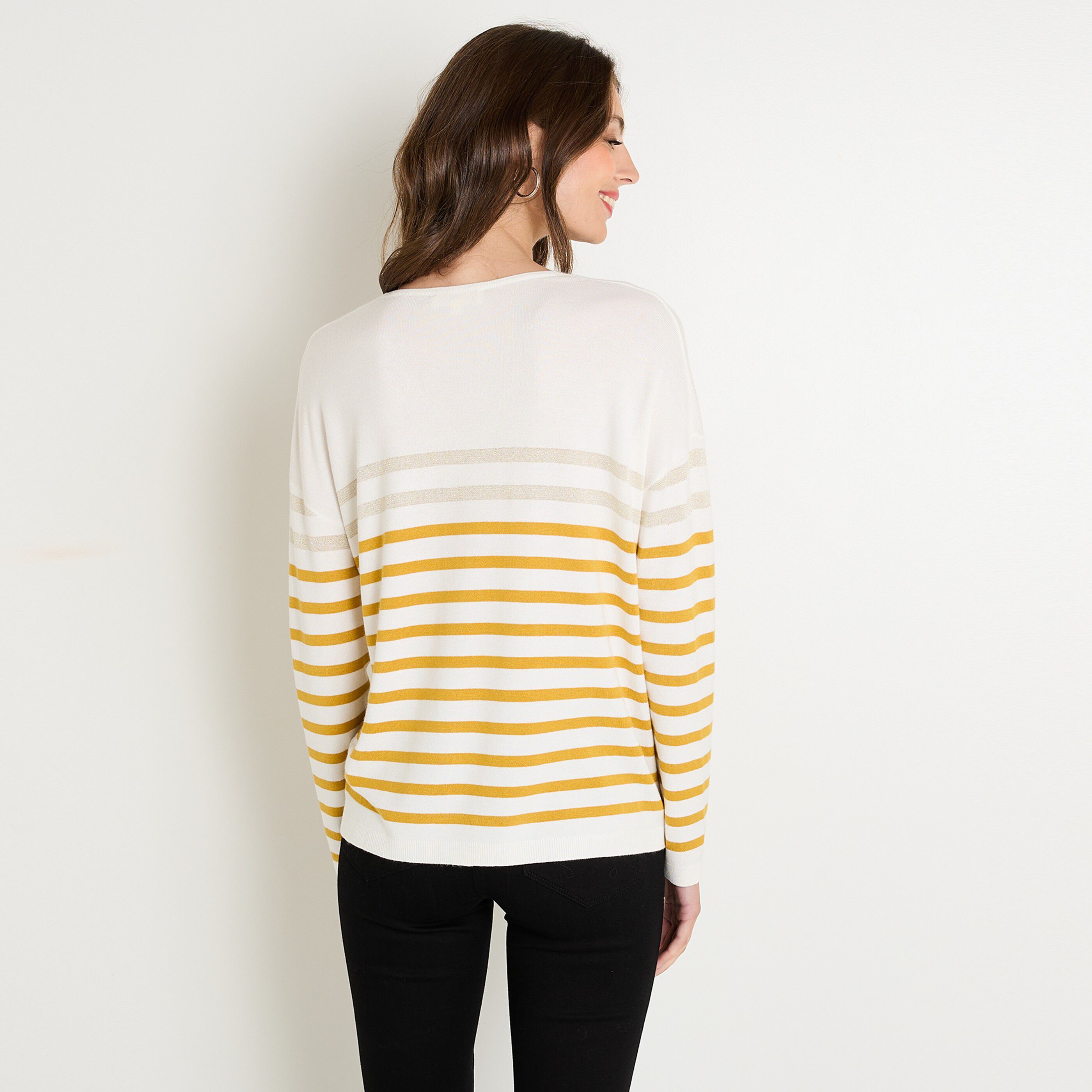 Pull col V femme