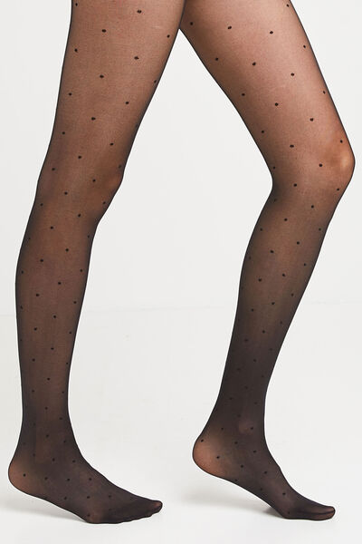 Collant noir plumetis femme