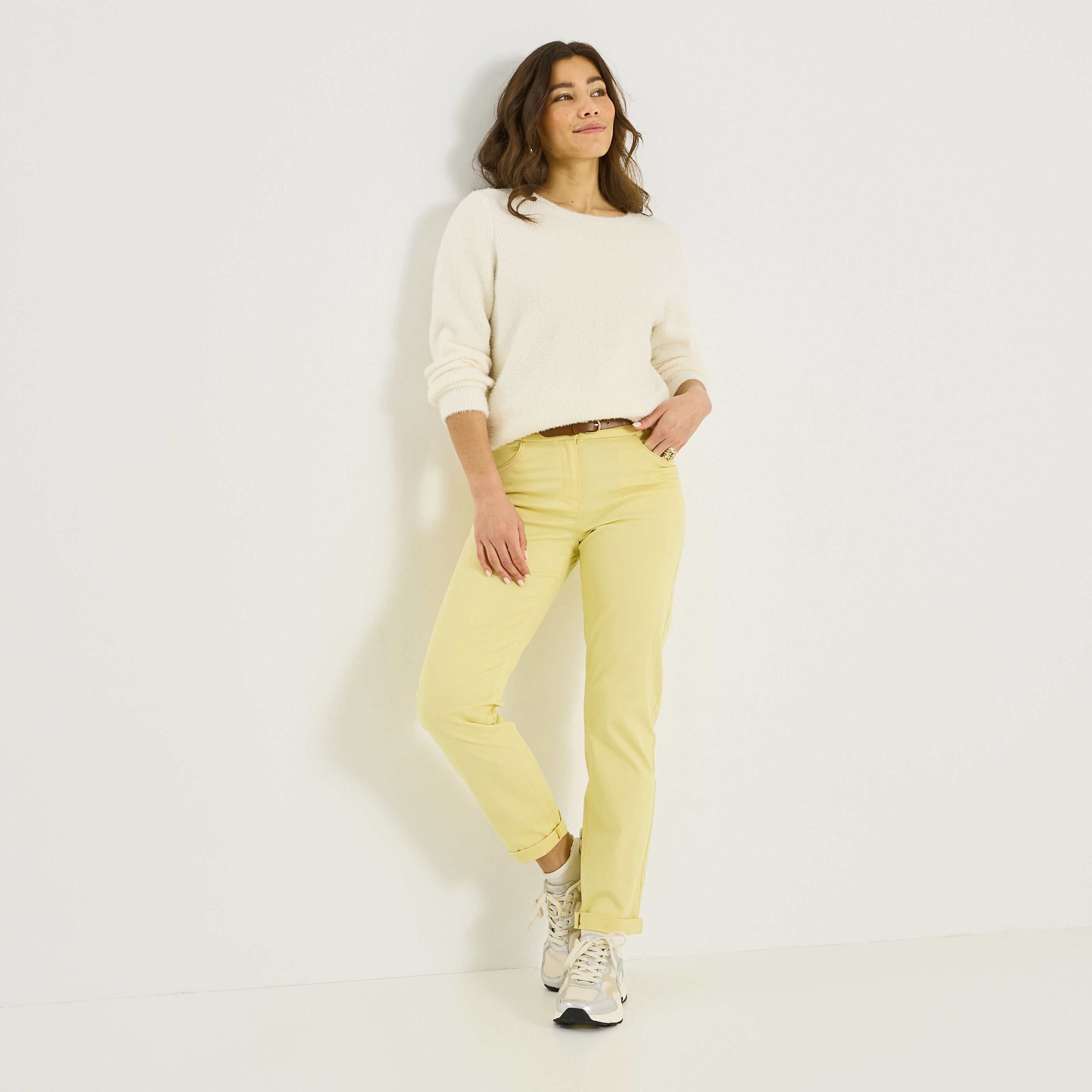 Pantalon chino uni femme