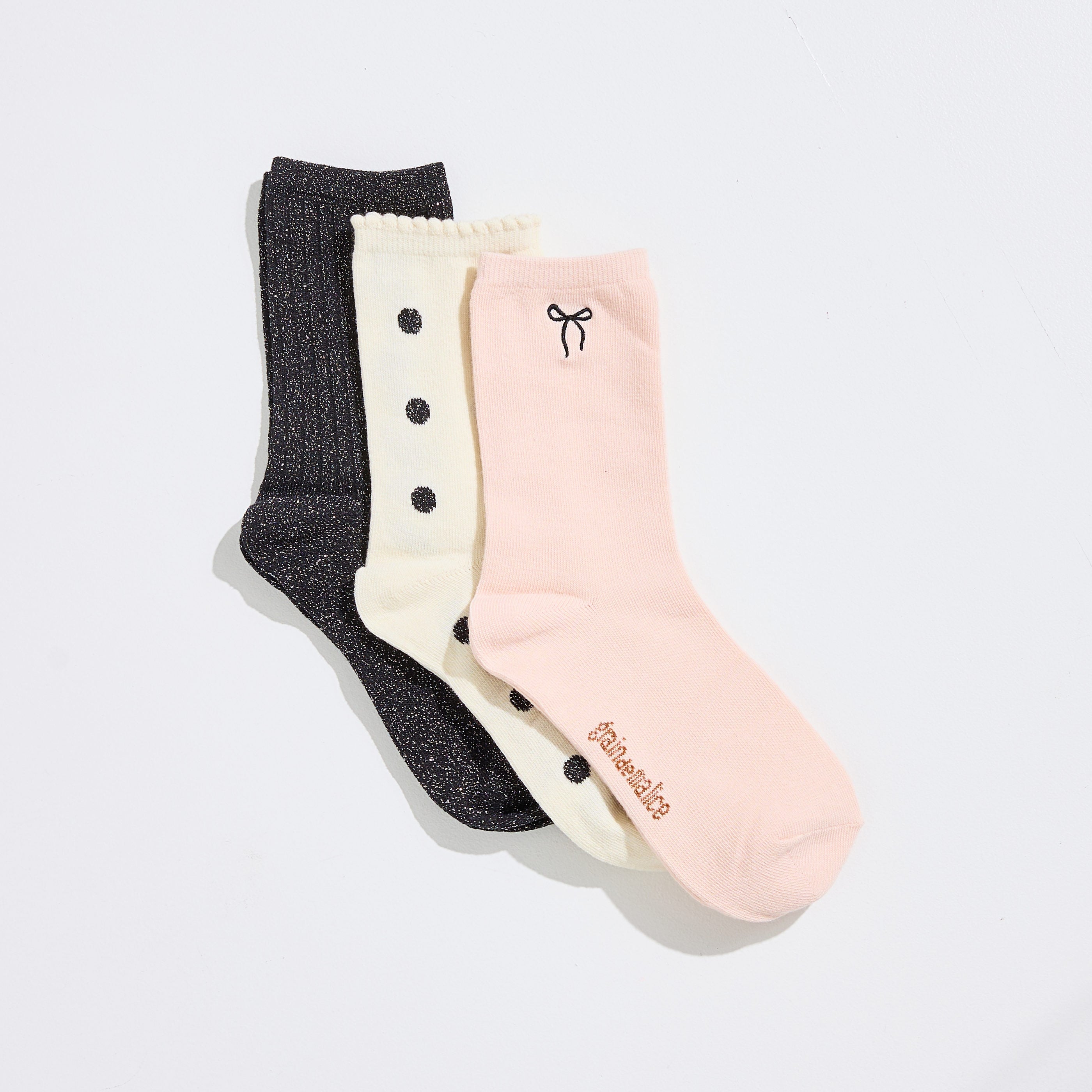 Lot de 3 paires chaussettes &agrave; paillettes