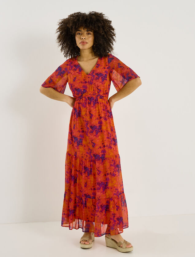 Robe longue habill&eacute;e motif abstrait