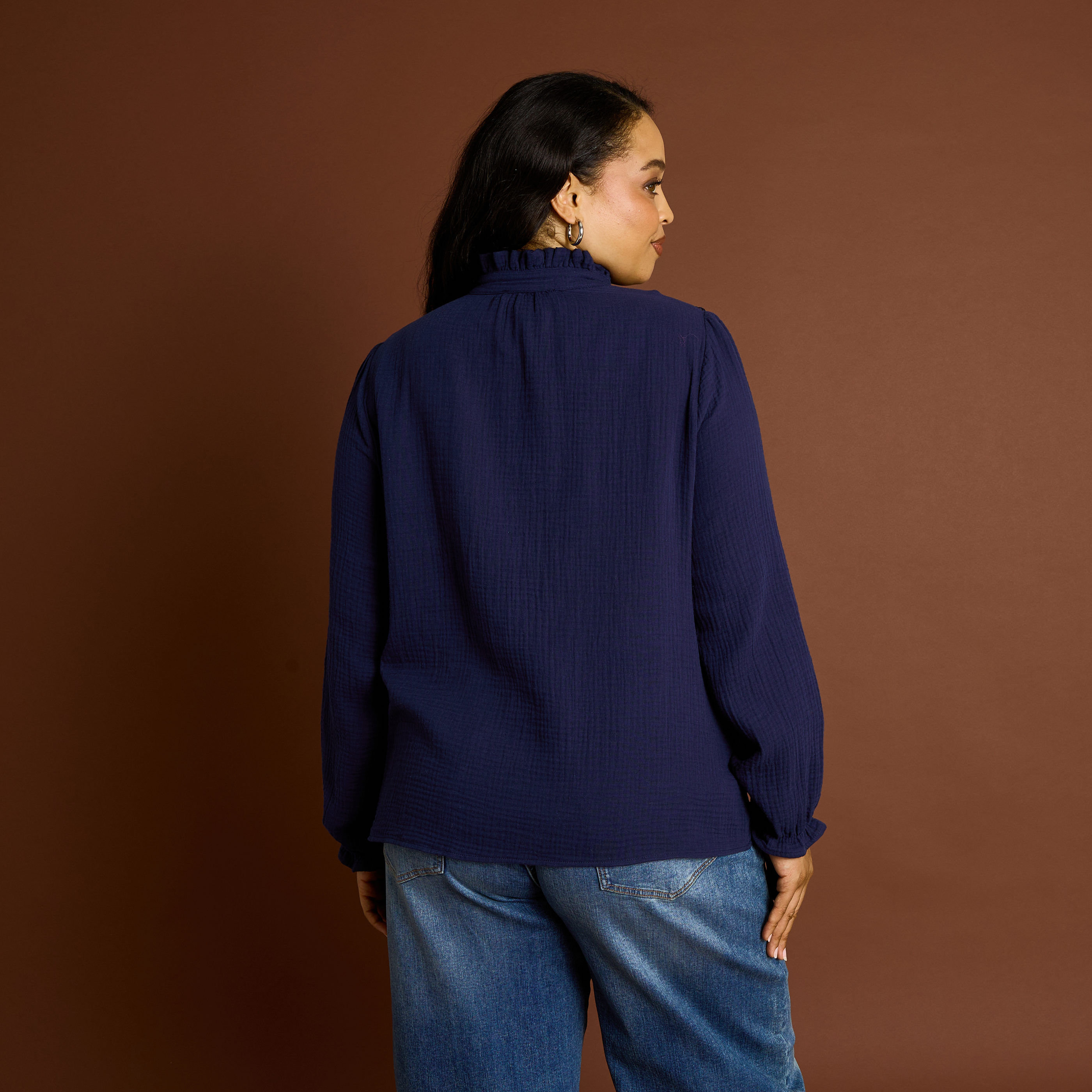 Chemise ajour&eacute;e en gaze de coton femme