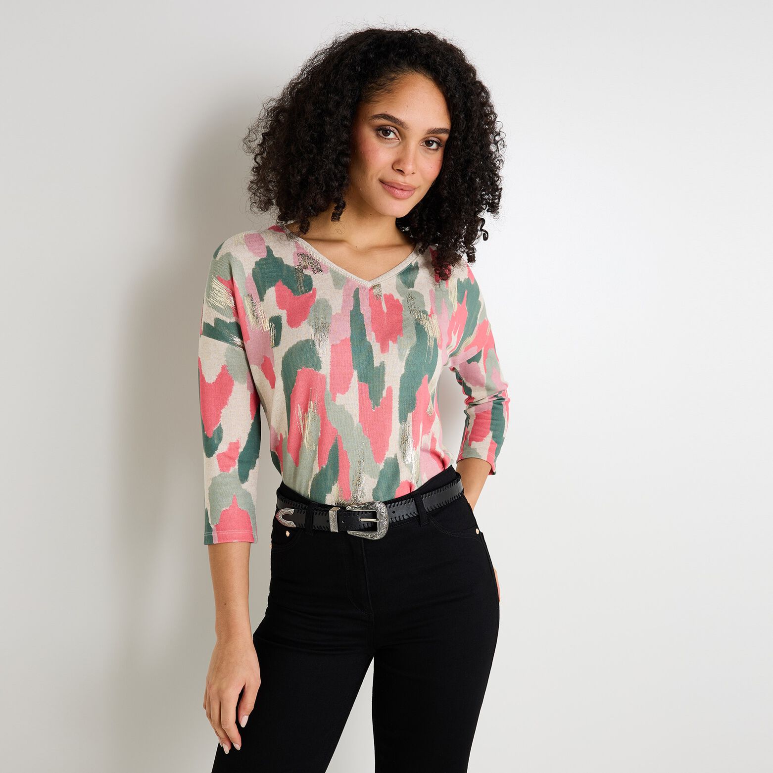 T-shirt col V femme