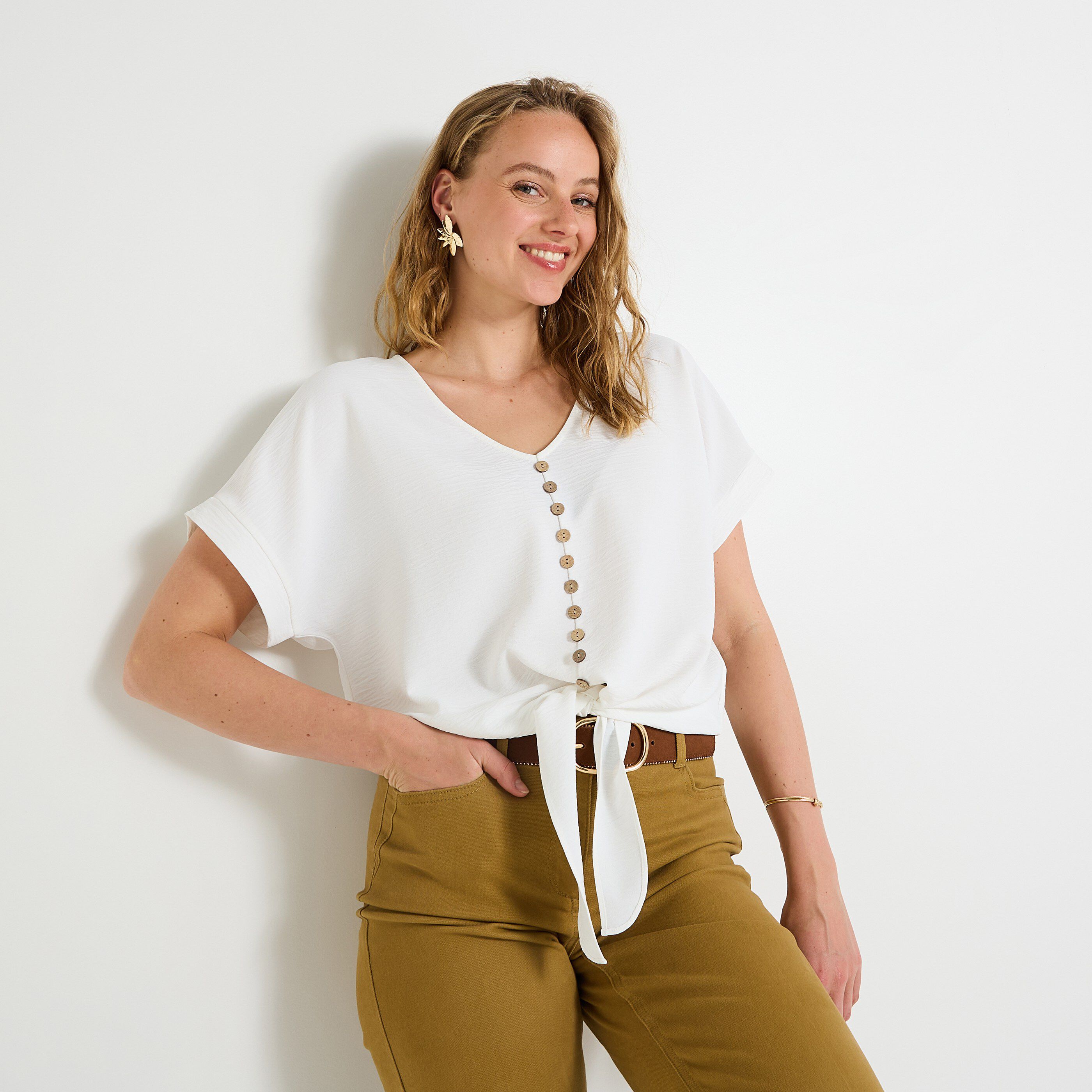 Blouse &agrave; nouer femme