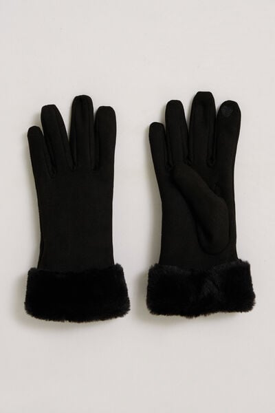 Gants fourrés à revers femme