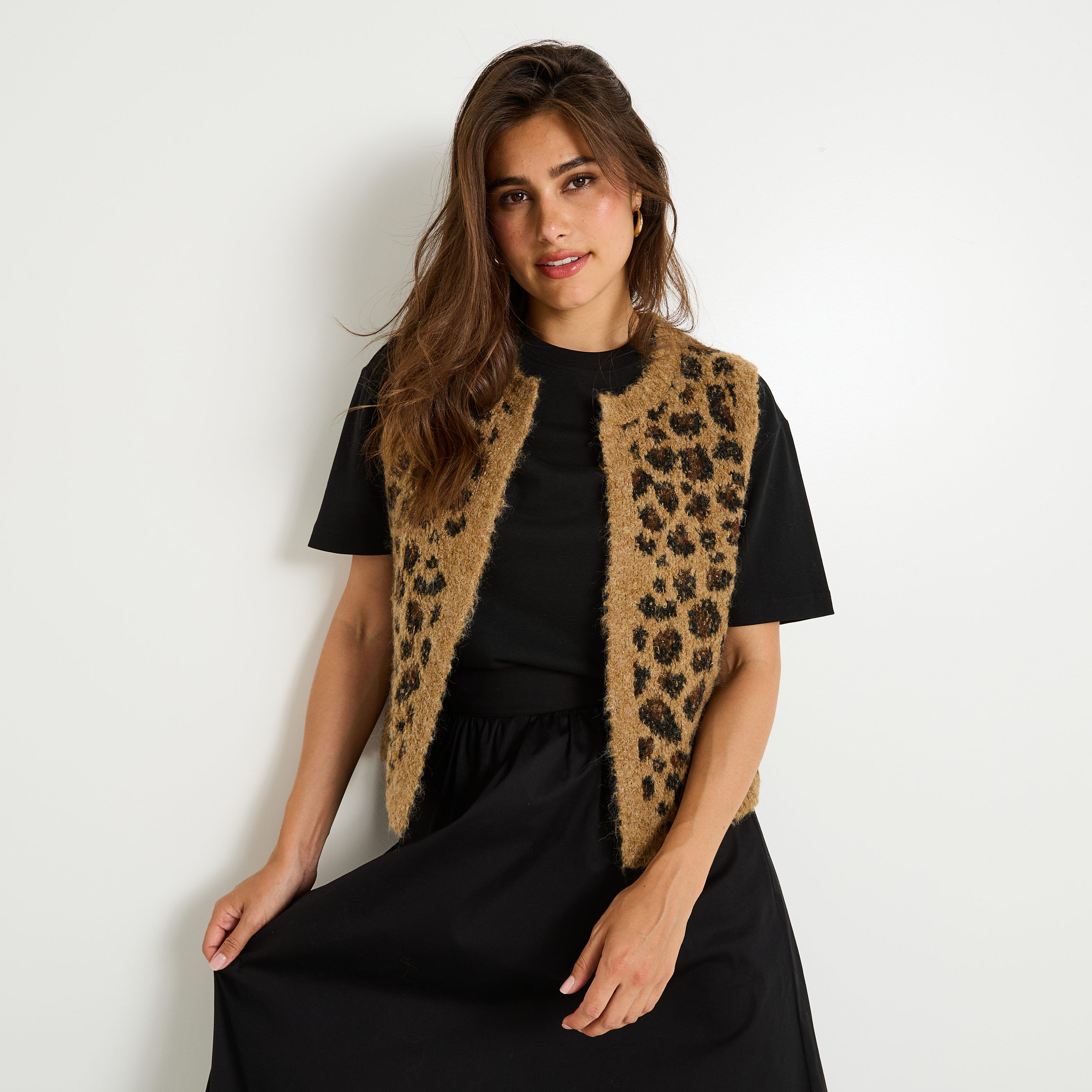 Gilet sans manches imprim&eacute; l&eacute;opard femme