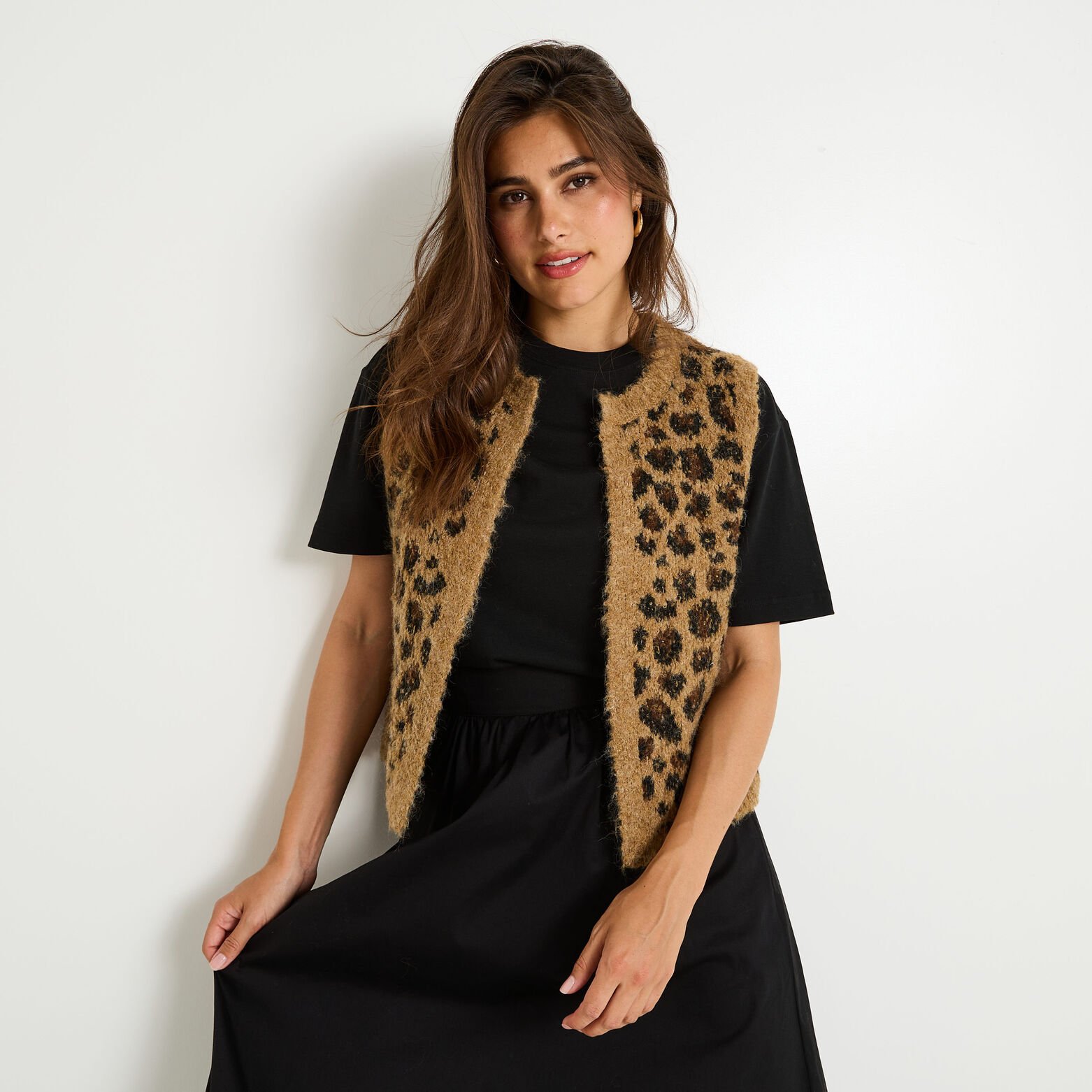 Gilet sans manches imprimé léopard femme