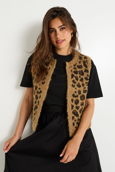 Gilet sans manches imprimé léopard femme