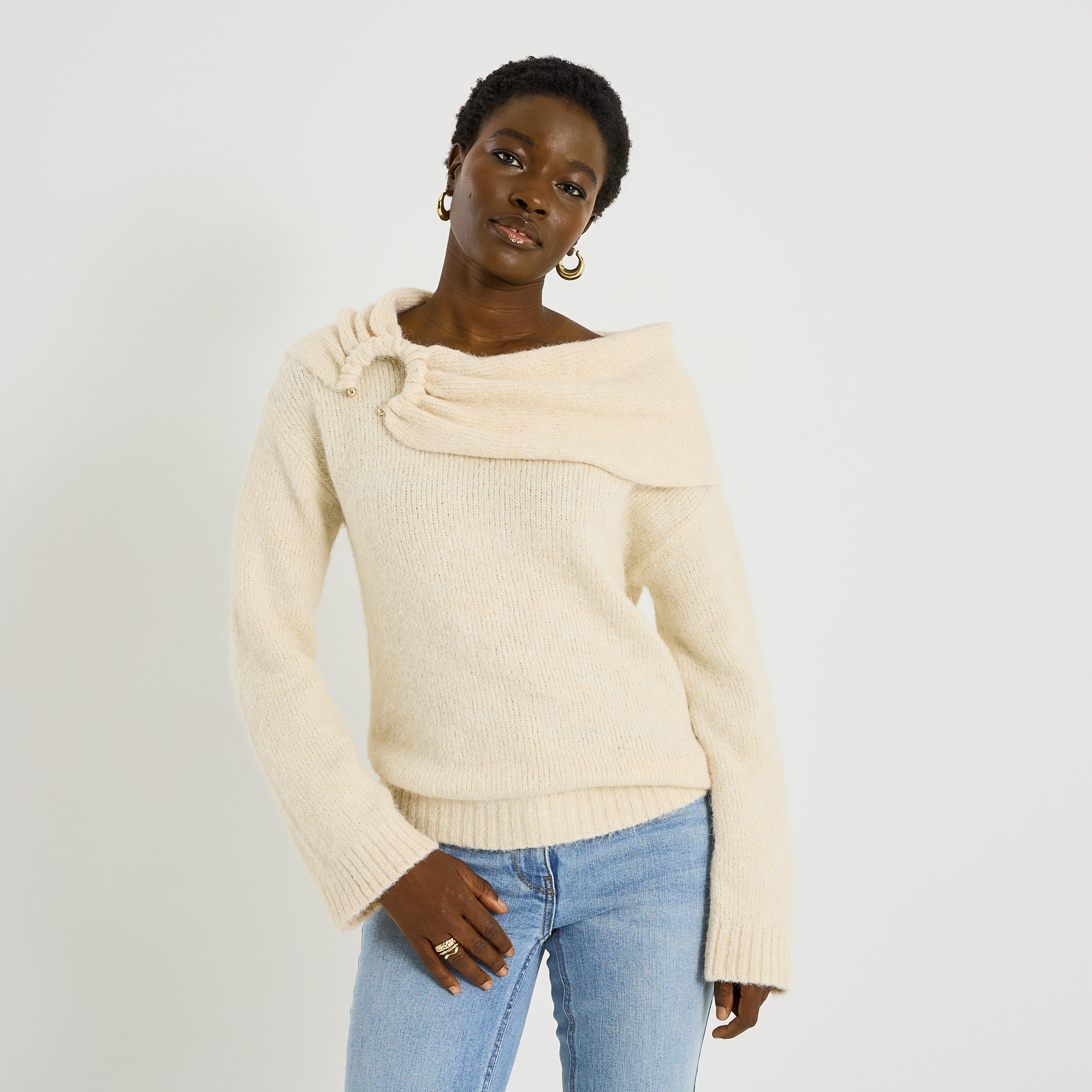 Pull col bardot femme