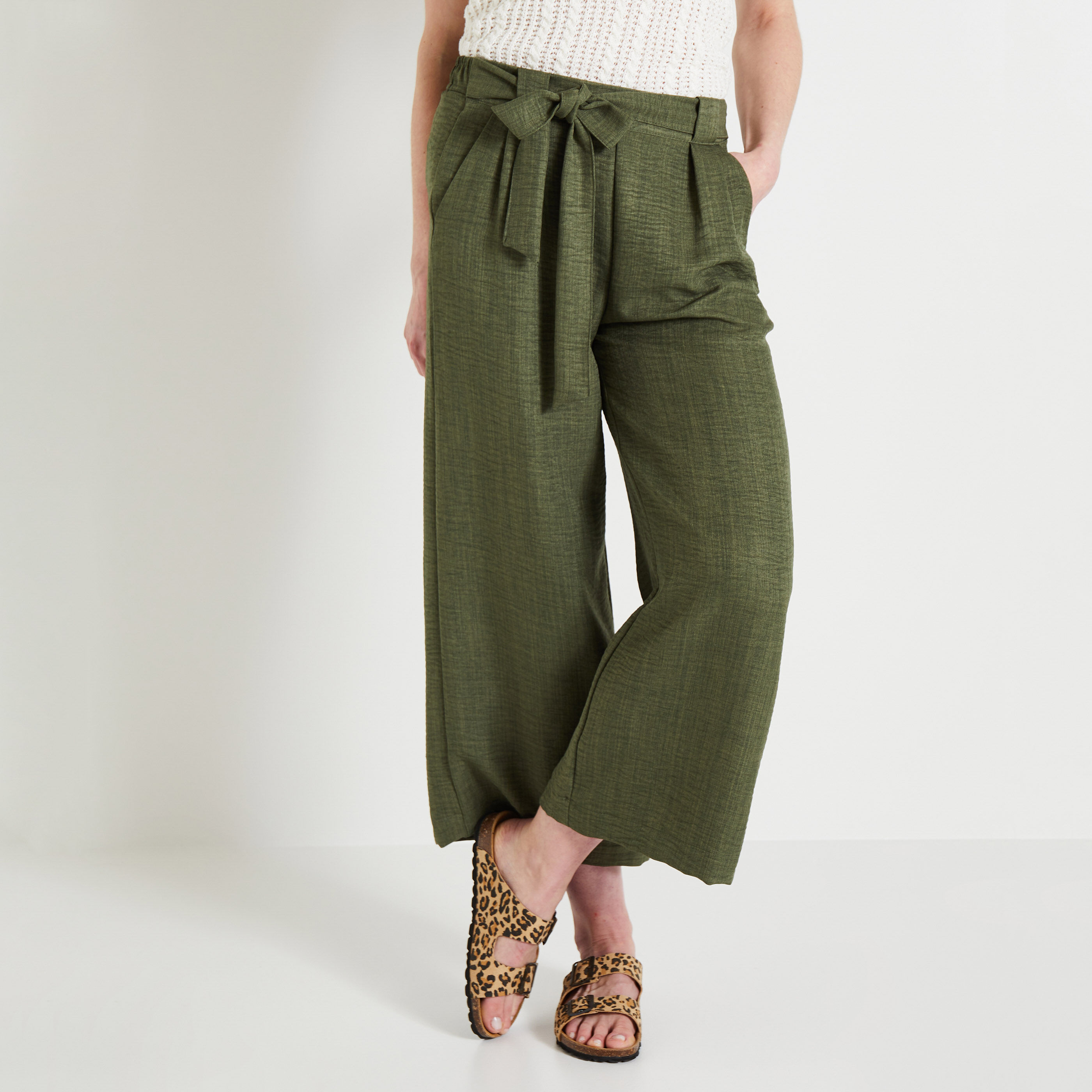 Pantalon fluide femme kaki hotsell