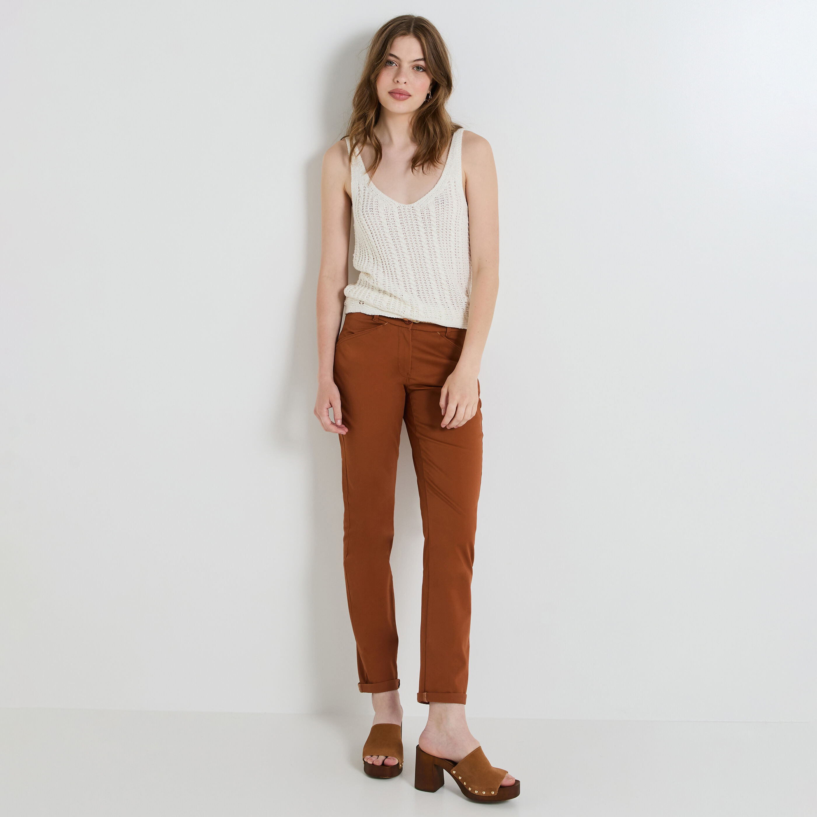 Pantalon chino femme CAMEL Graindemalice