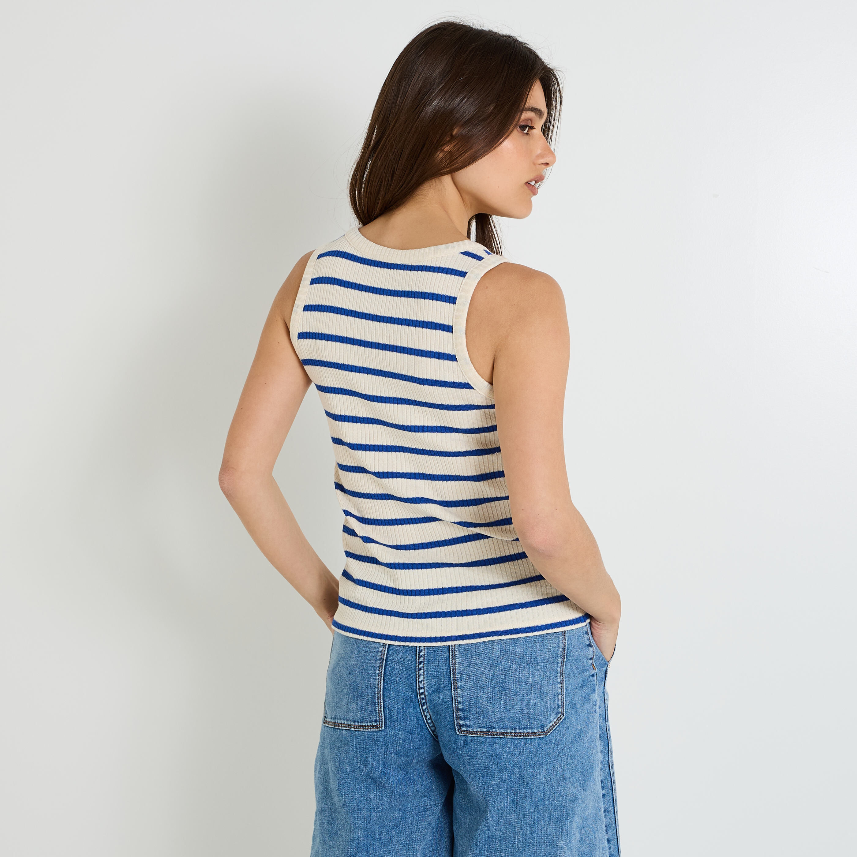 D&eacute;bardeur ray&eacute; en maille femme