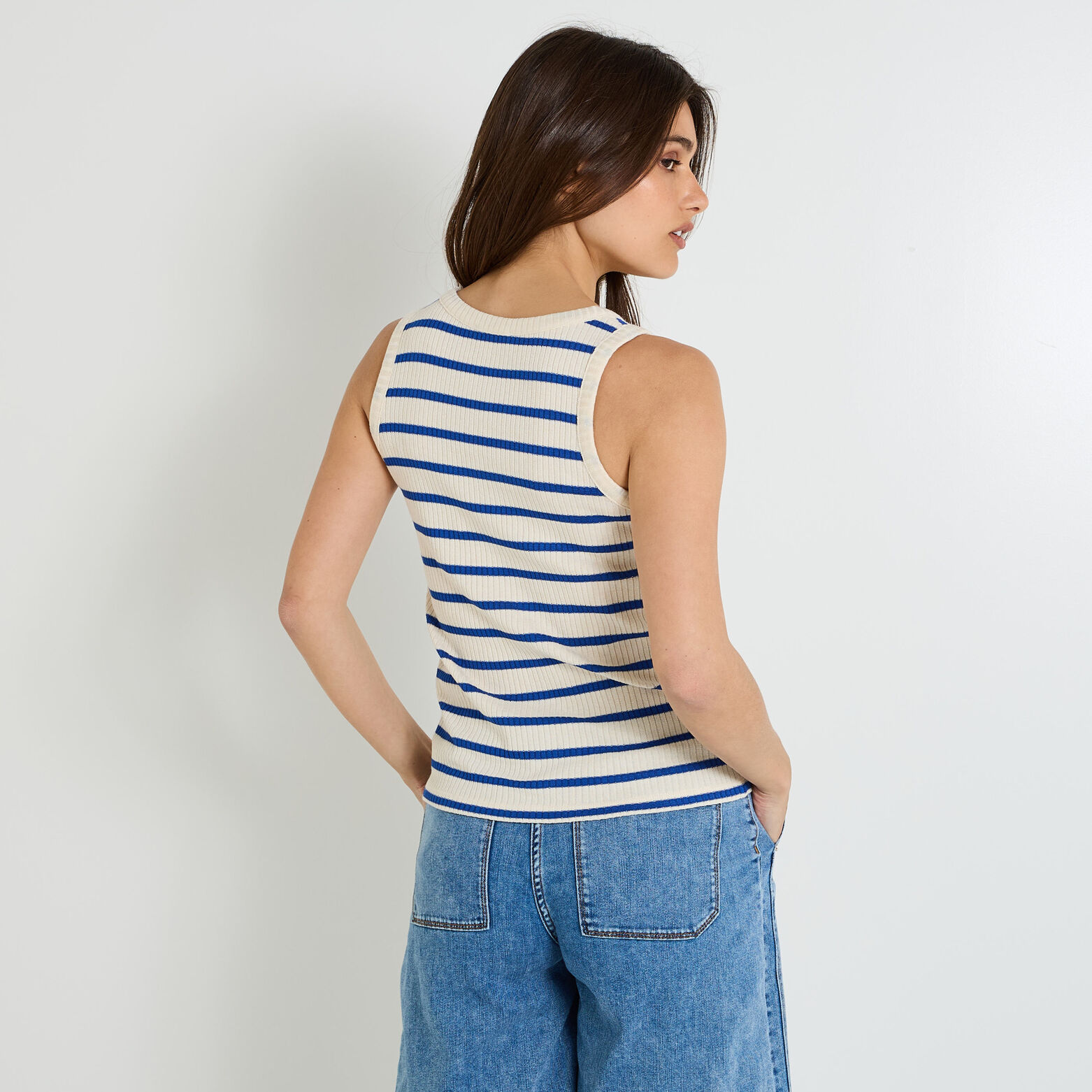 Débardeur rayé en maille femme