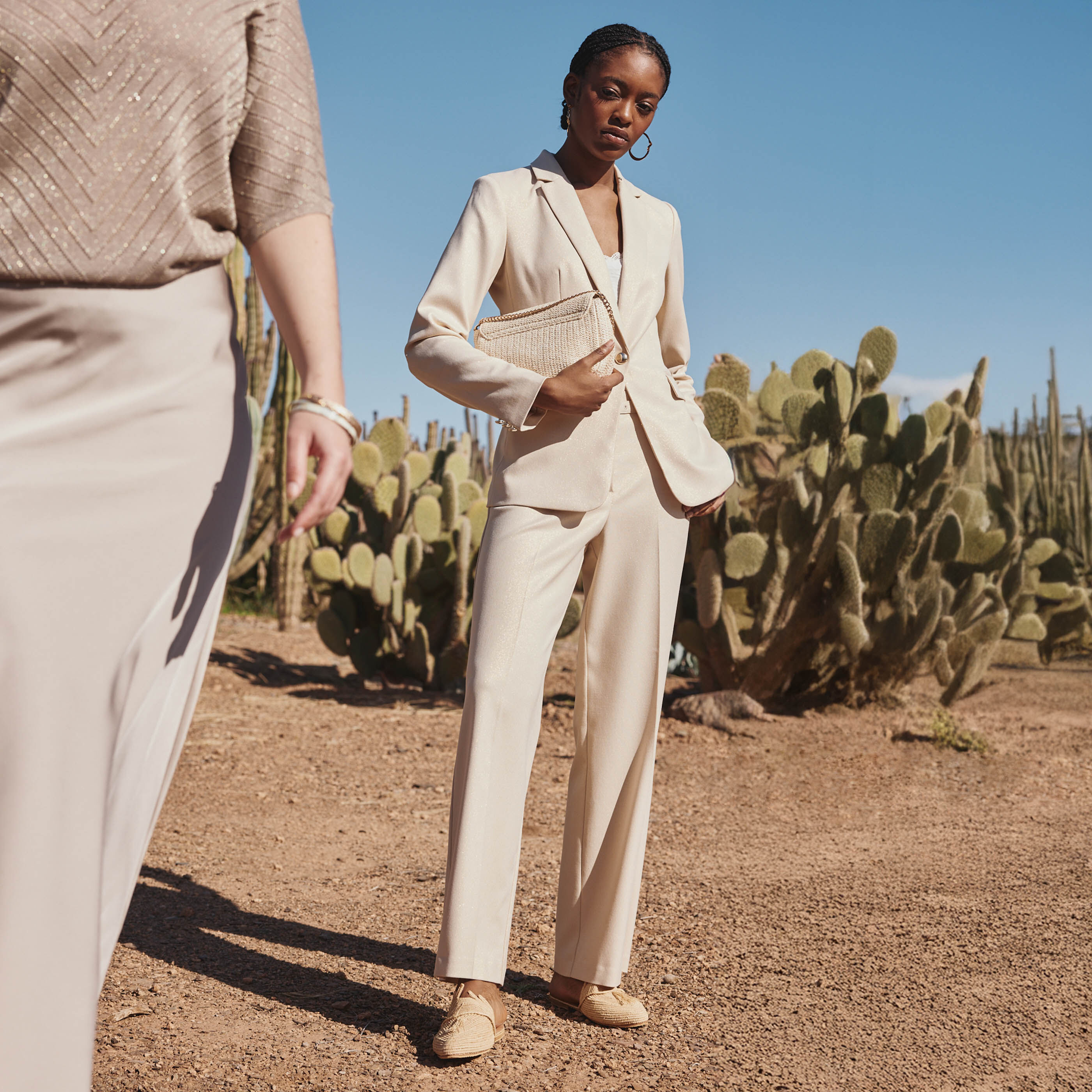 Pantalon large paillet&eacute; femme