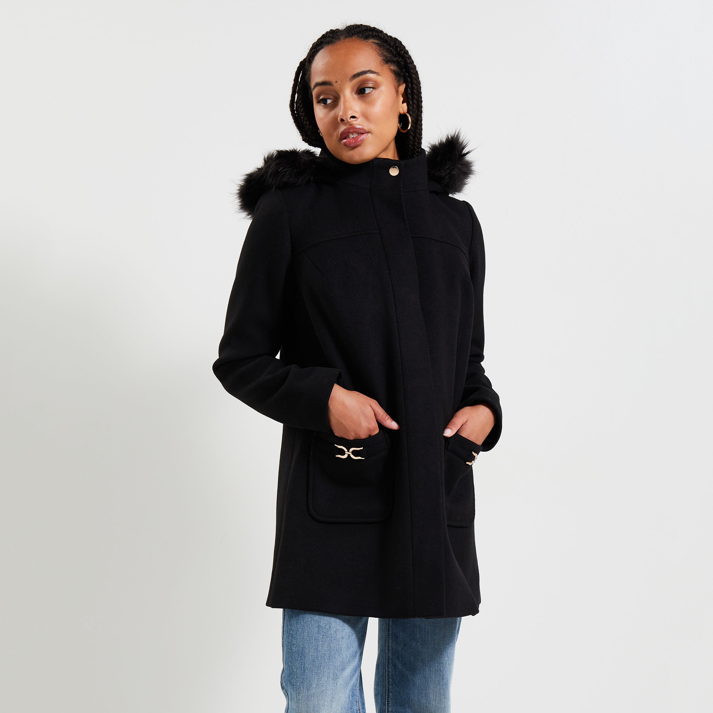 Manteau noir hotsell à capuche femme
