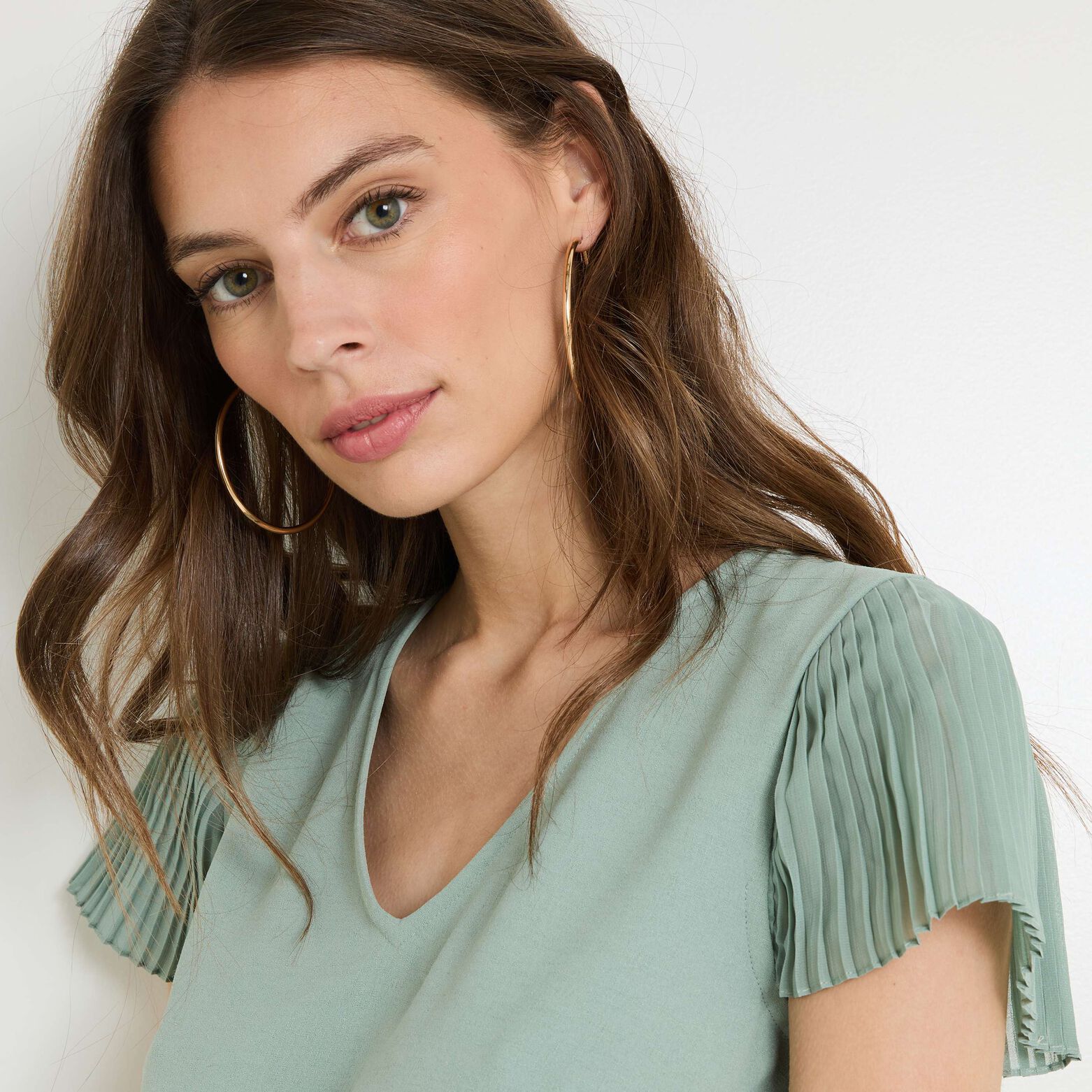 Blouse col V femme
