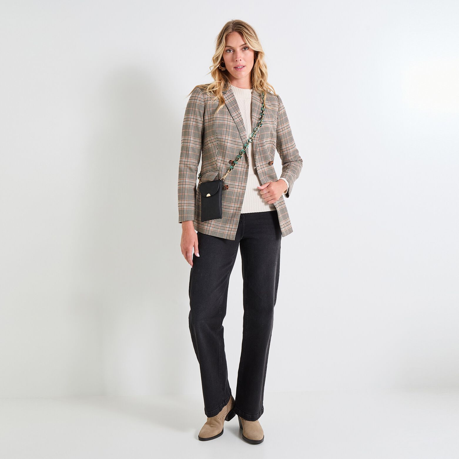 Blazer à carreaux femme