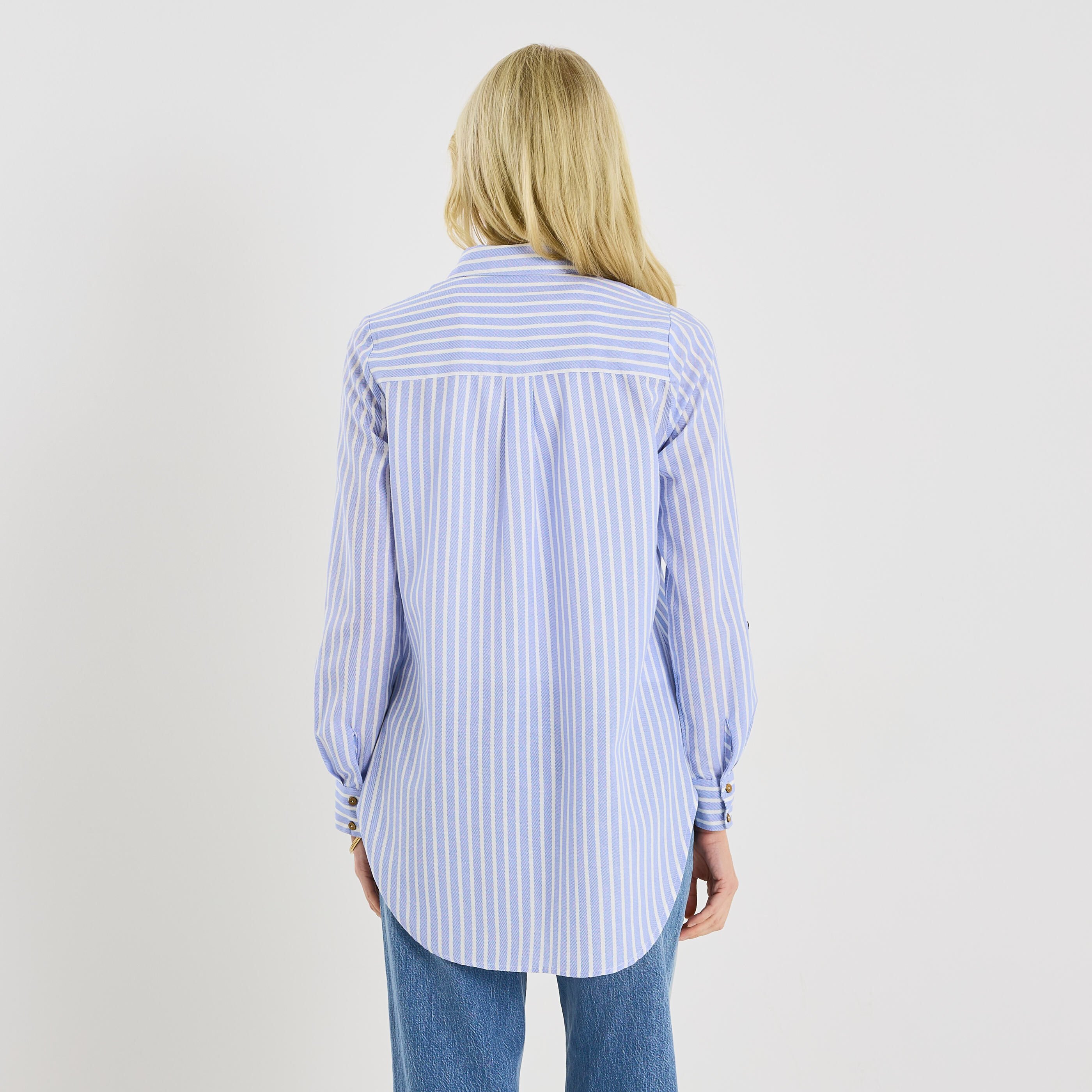 Chemise longue &agrave; rayures femme