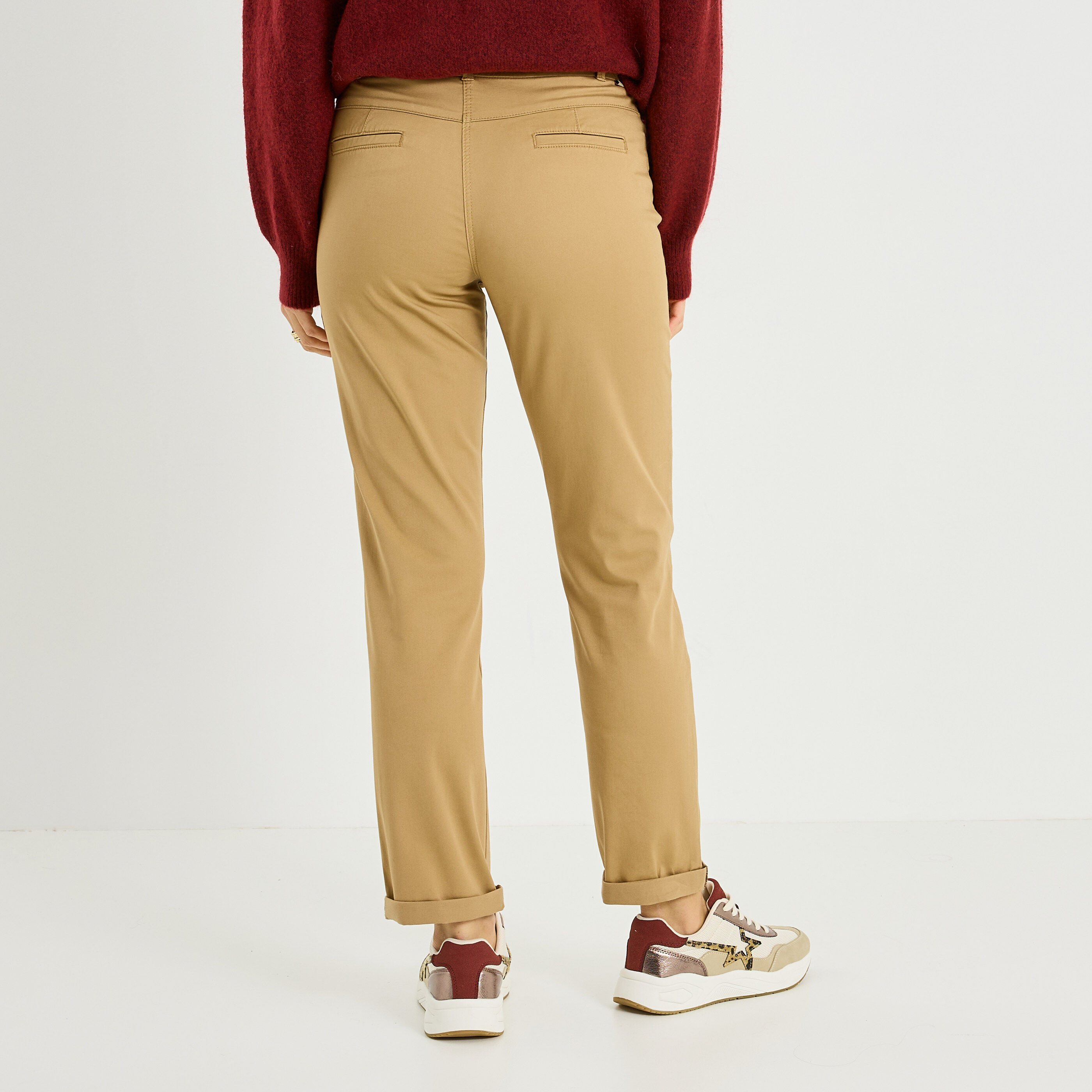 Pantalon chino uni femme
