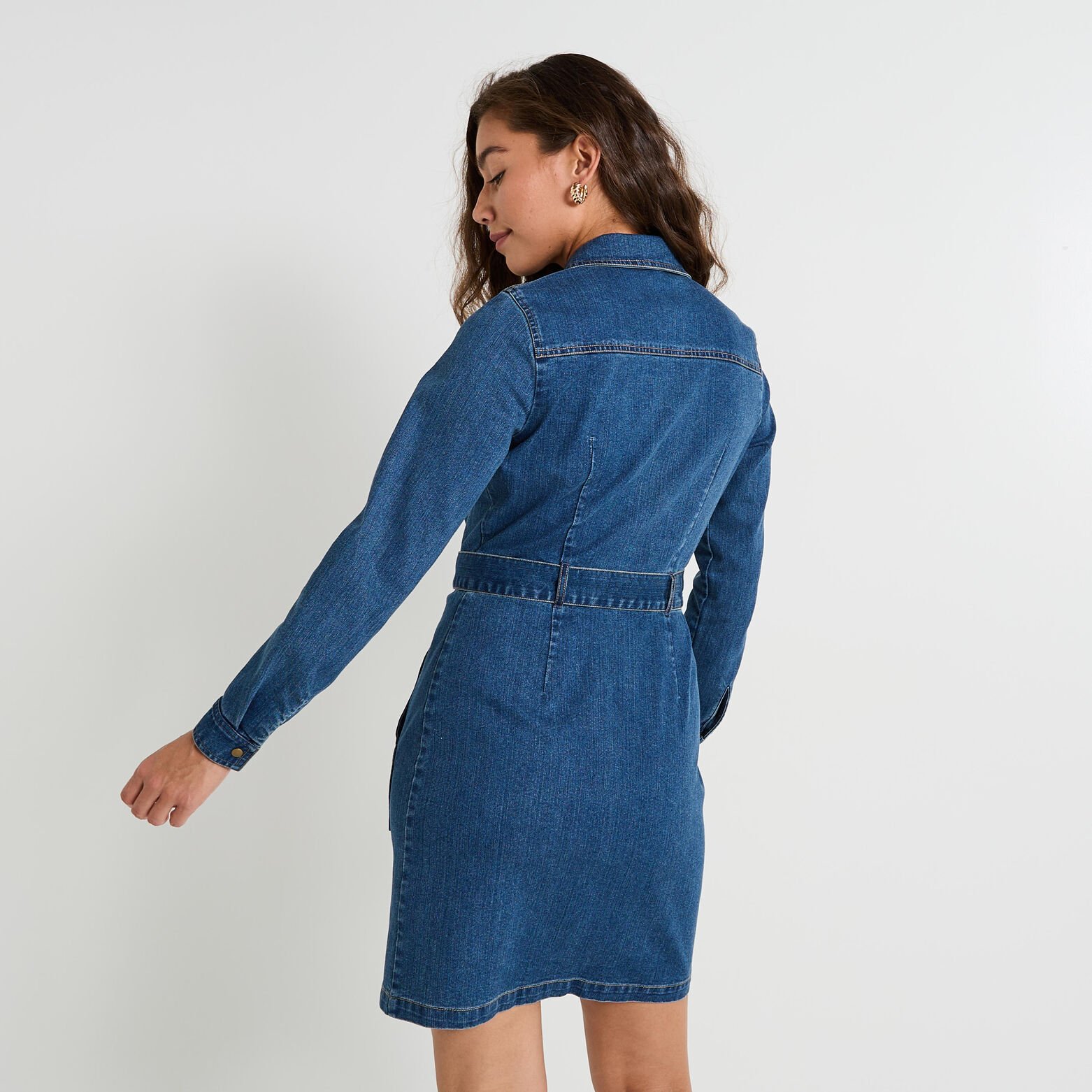 Robe en denim à manches longues