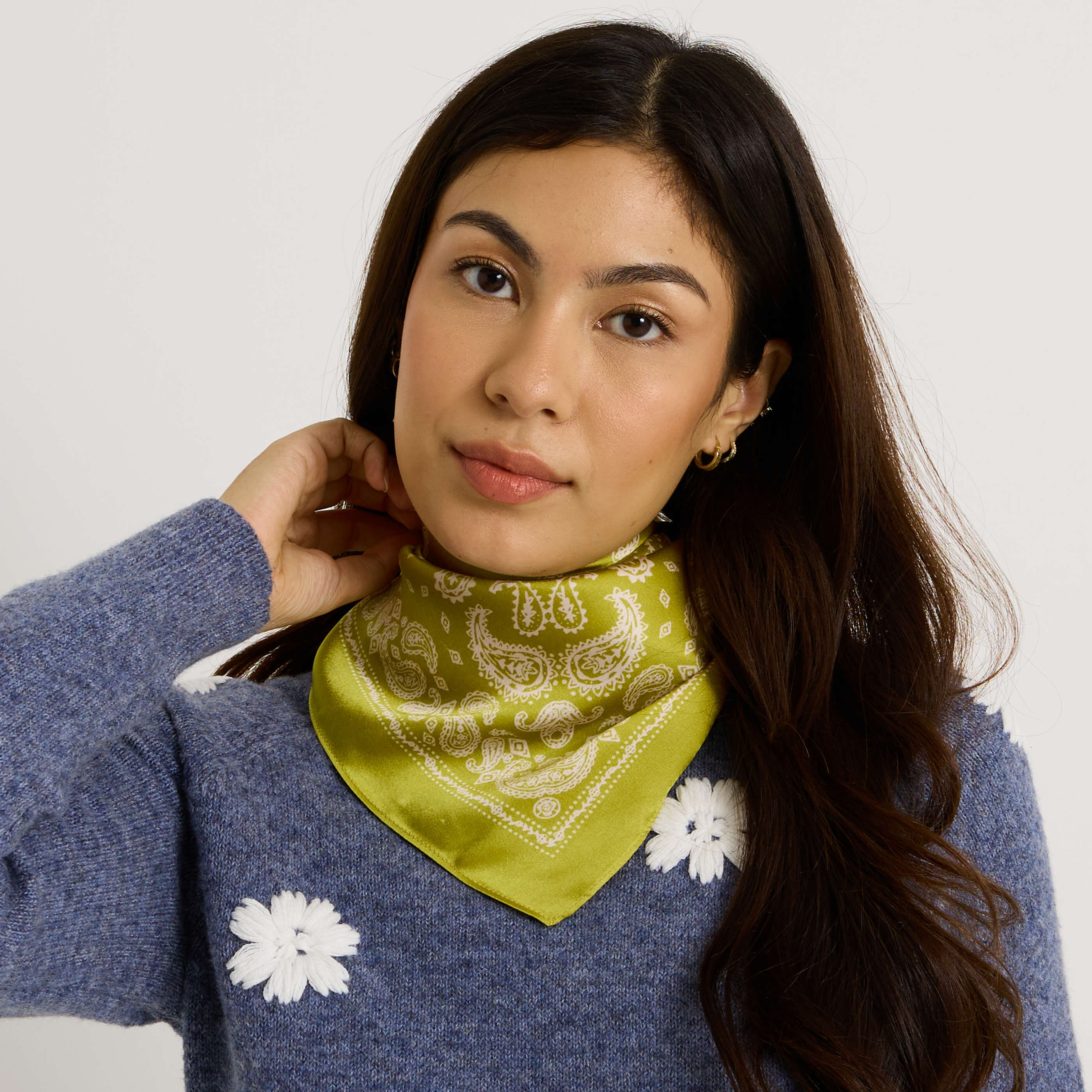 Foulard carr&eacute; imprim&eacute; bandana femme