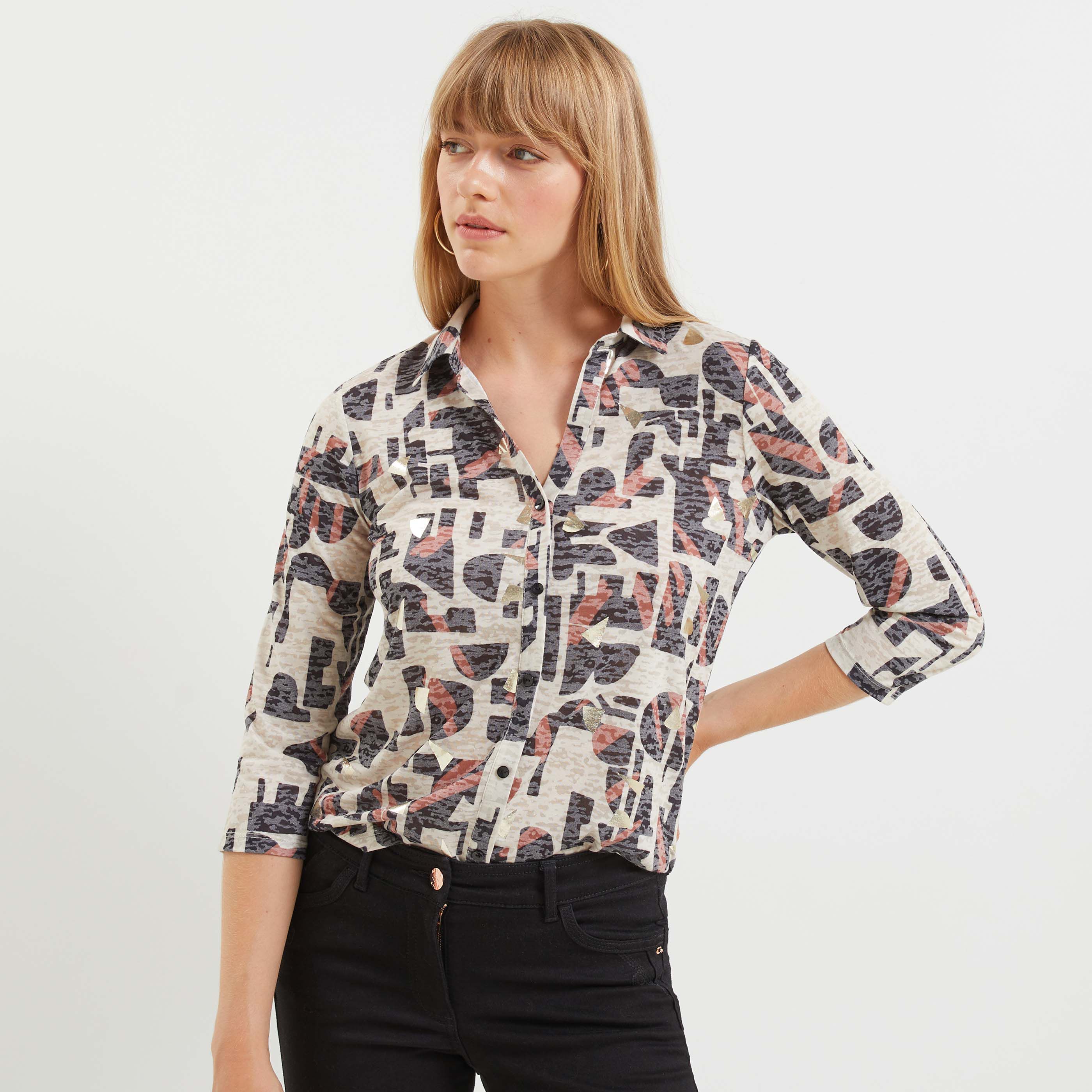 T shirt col chemise imprim Graindemalice