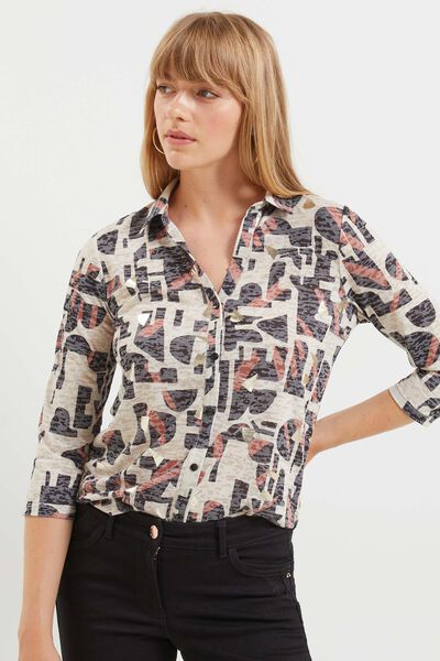 T-shirt col chemise imprimé