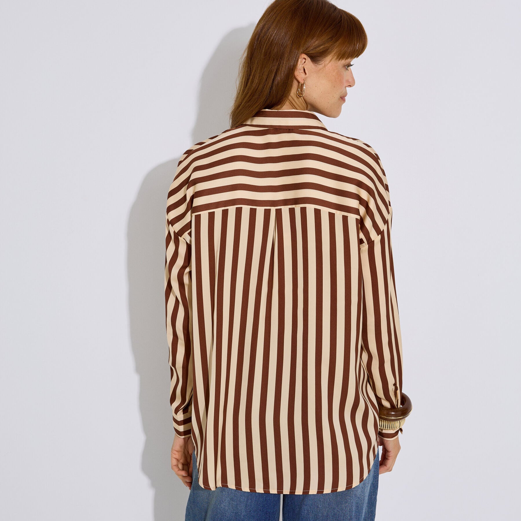 Chemise satin&eacute;e &agrave; rayures femme