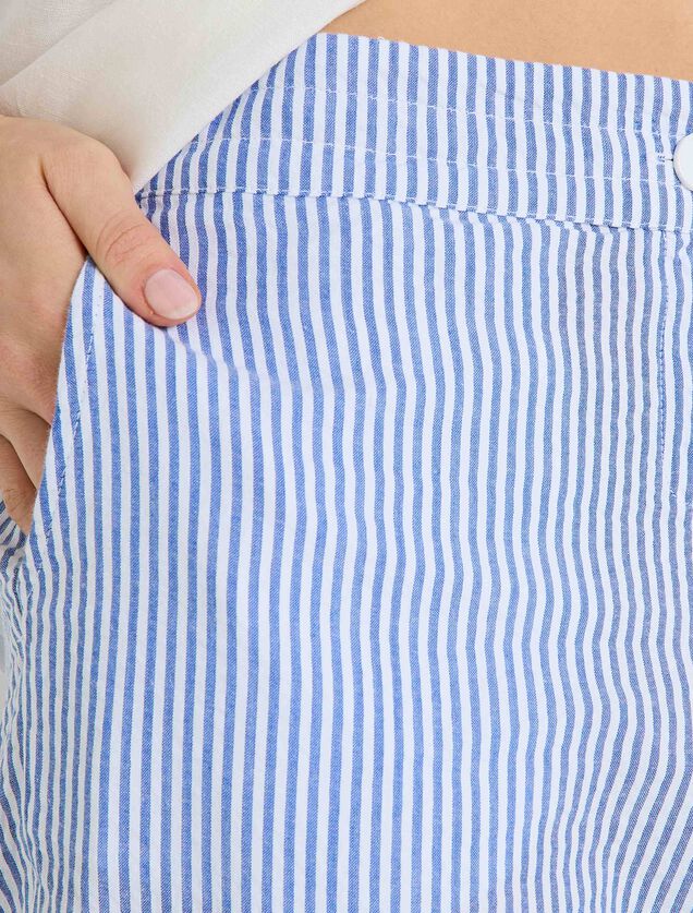 Pantalon rayé en seersucker femme