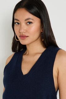 Pull sans manches à col V femme
