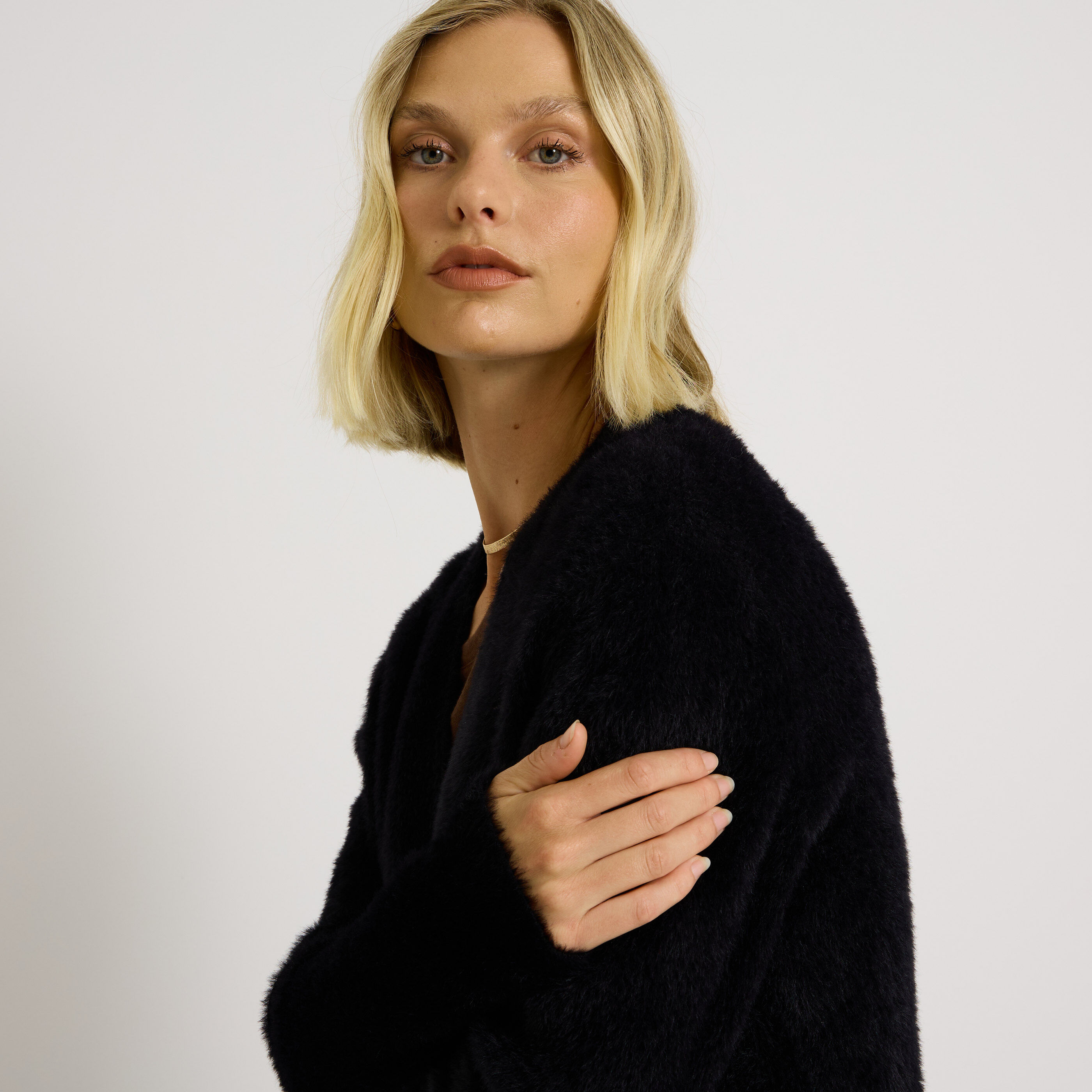 Gilet long fluffy femme