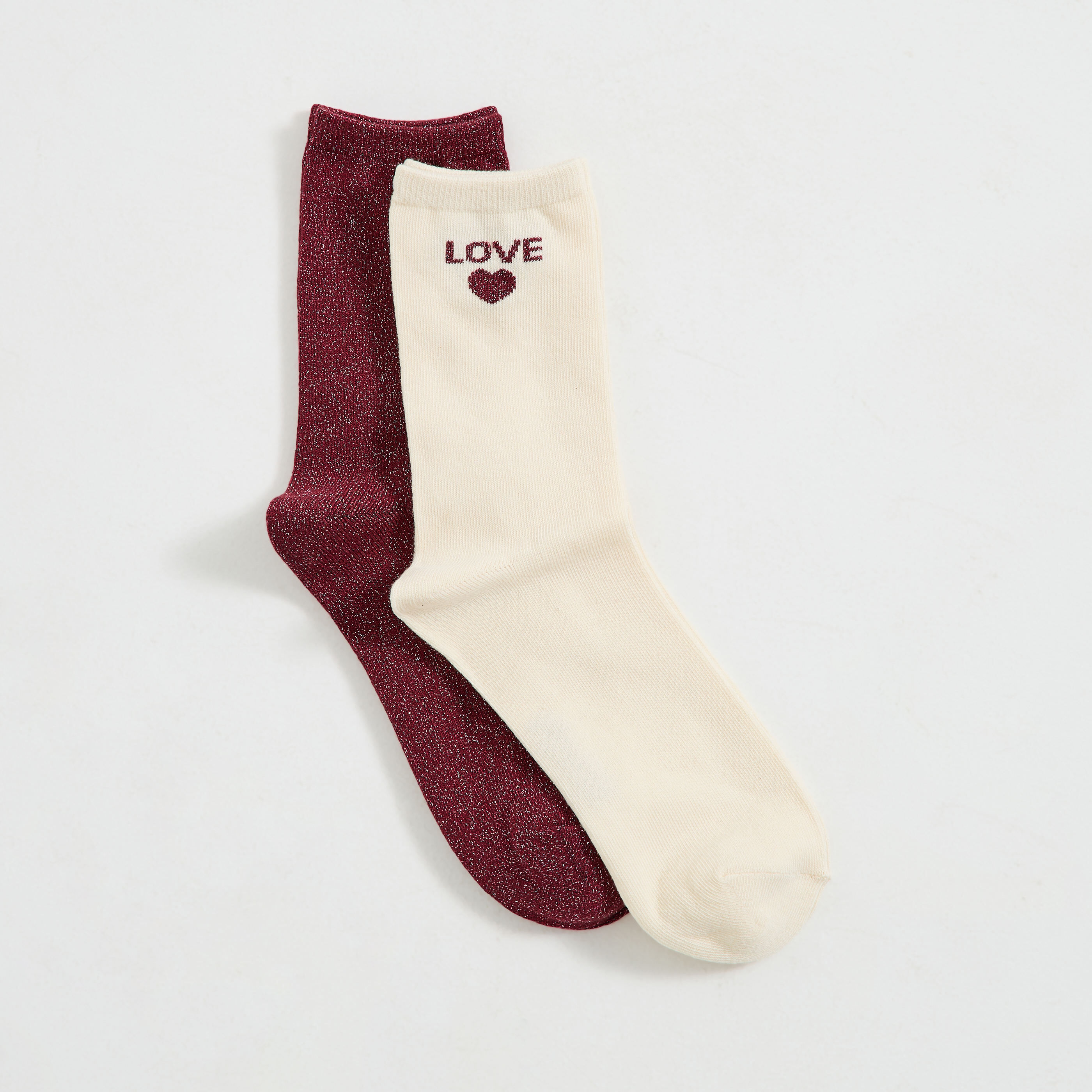 Lot de 2 paires de chaussettes coeurs