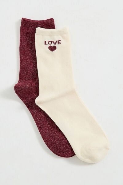 Lot de 2 paires de chaussettes coeurs