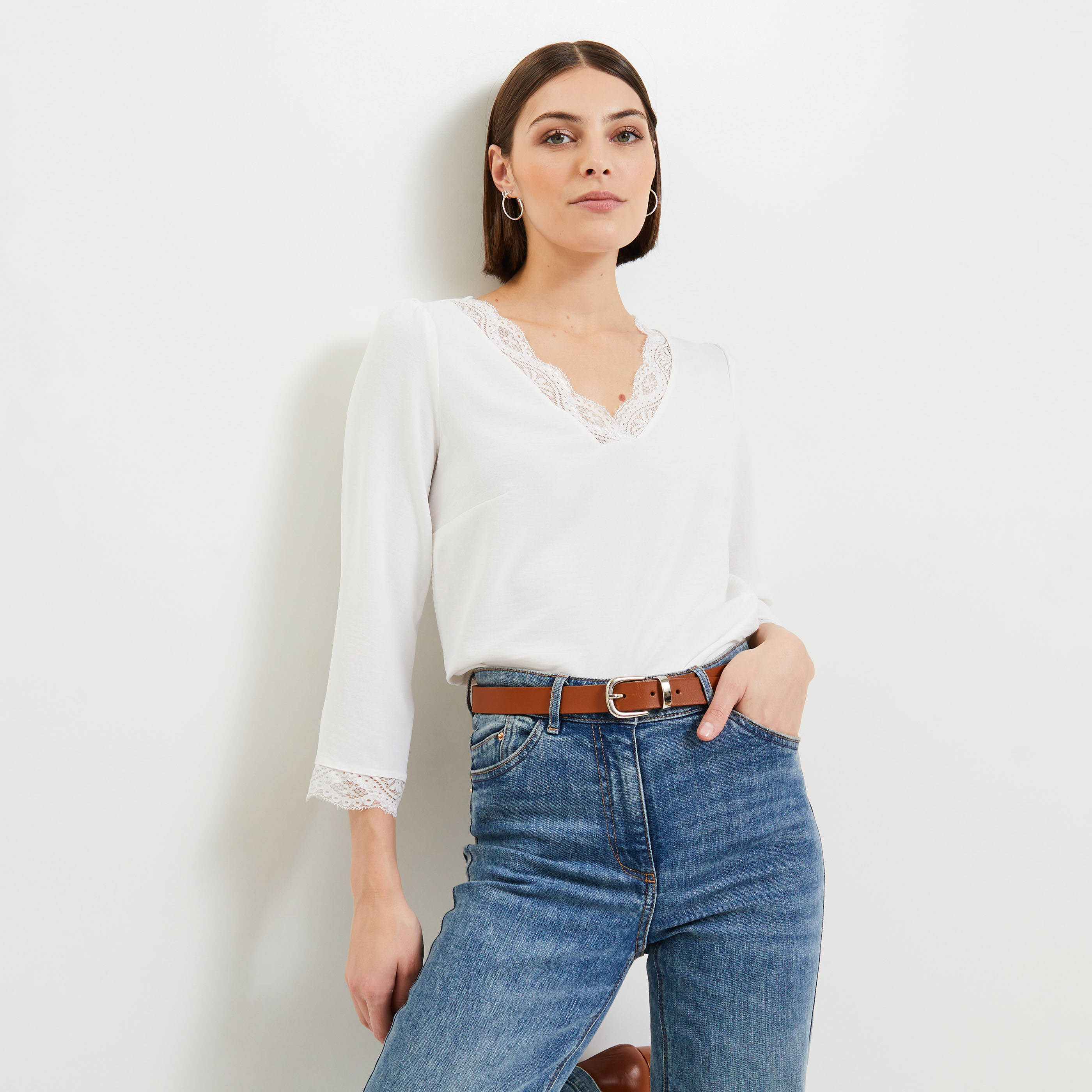 Blouse col v femme new arrivals