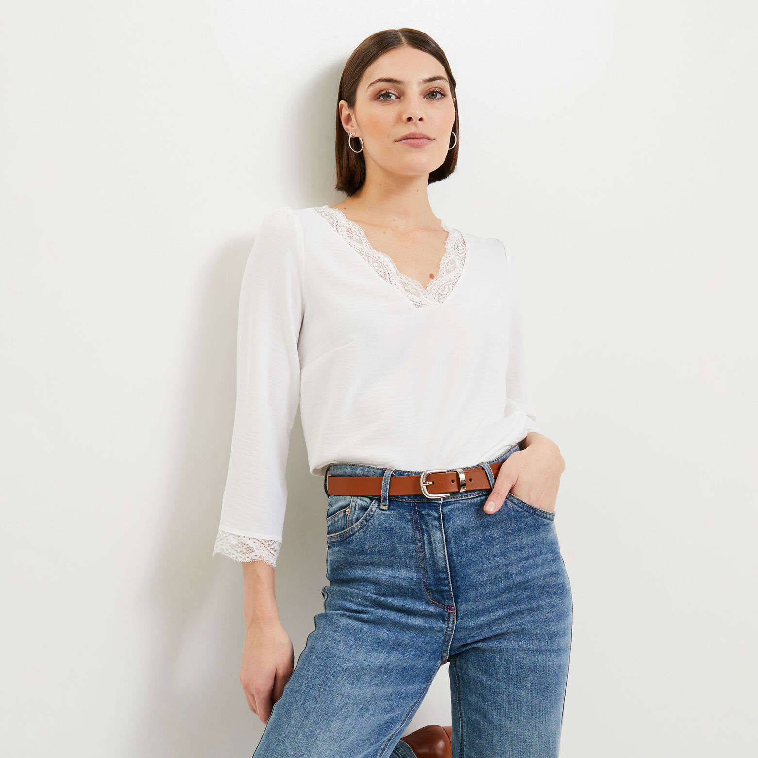 Blouse col V femme