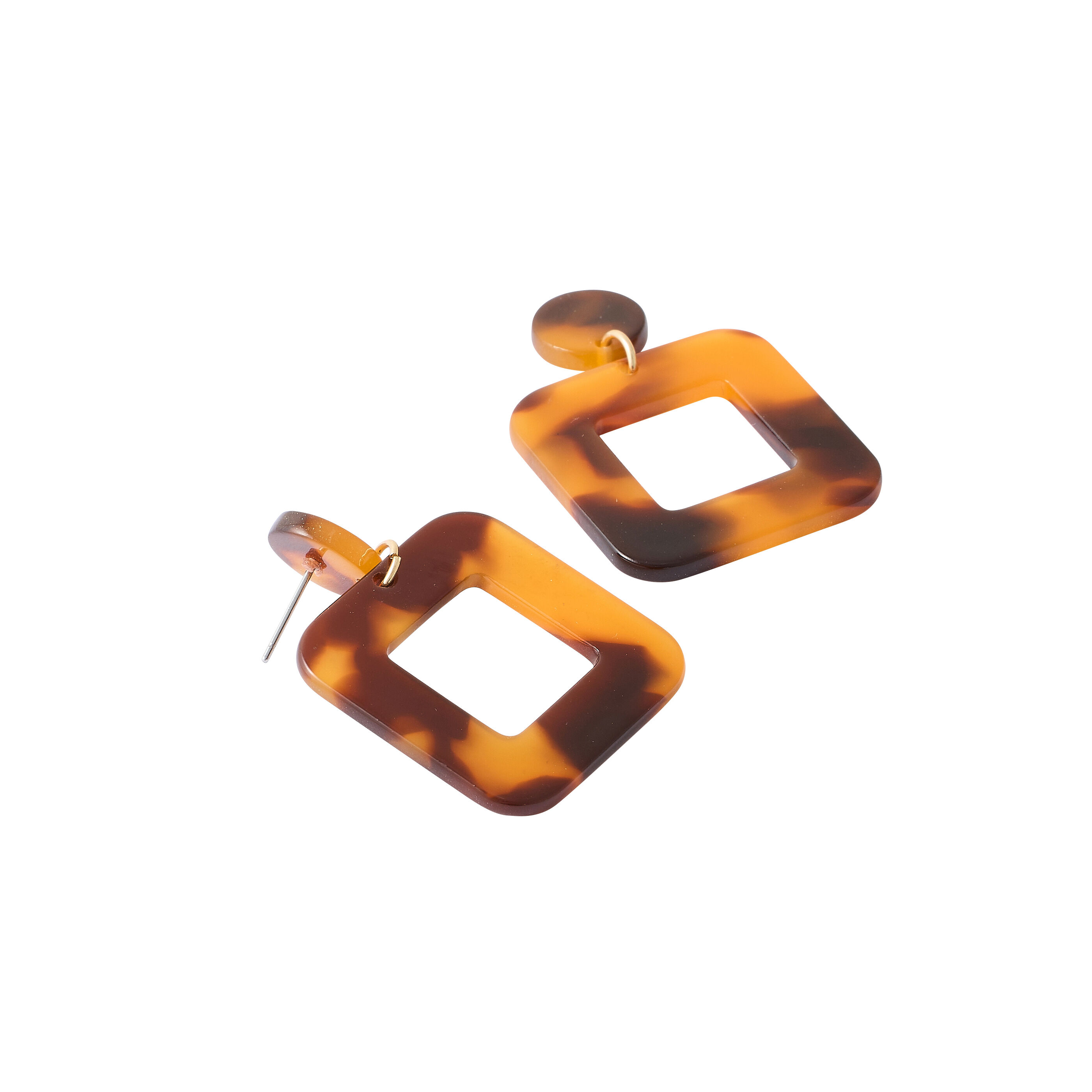 Boucles d'oreilles carr&eacute;es en r&eacute;sine