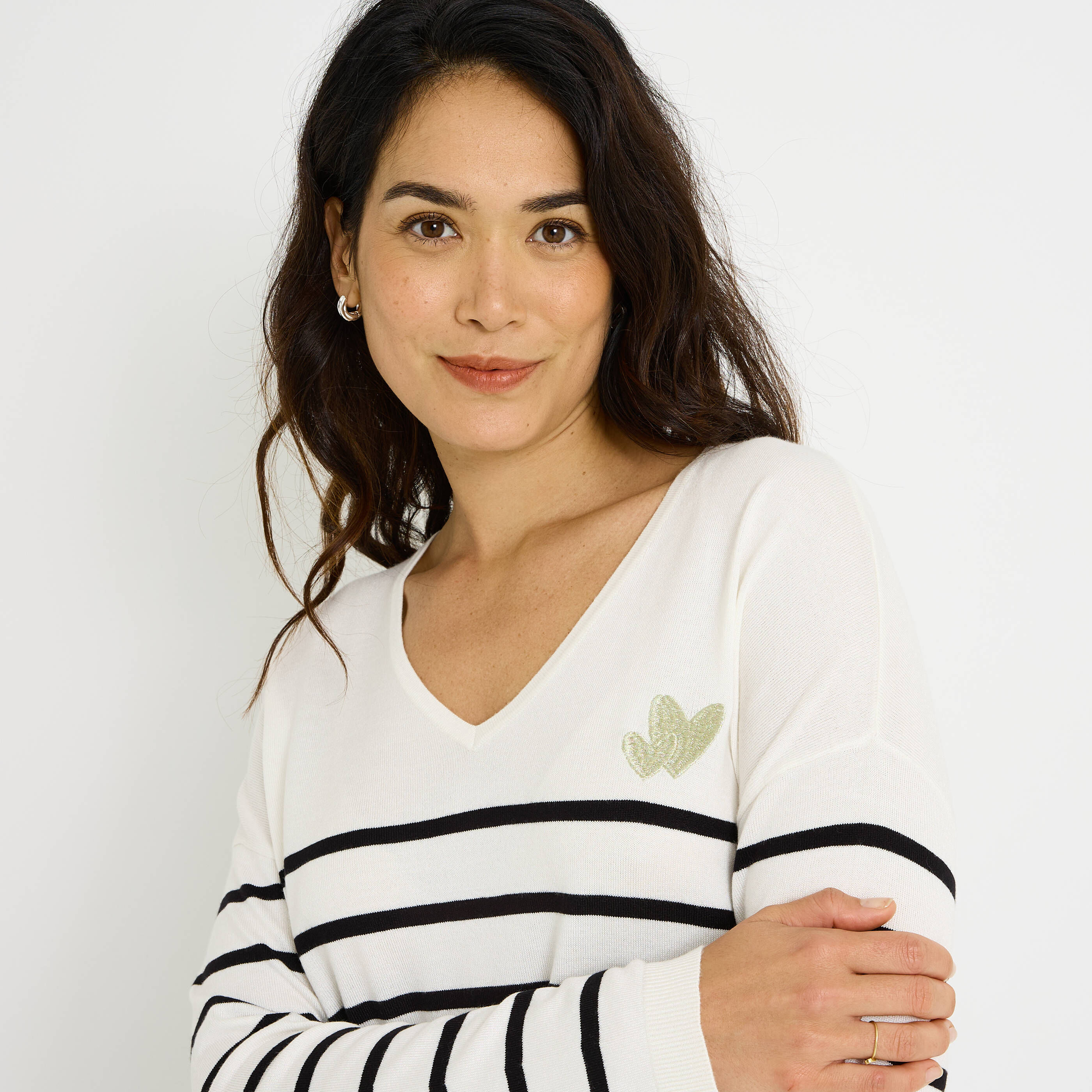 Pull loose &agrave; rayures femme