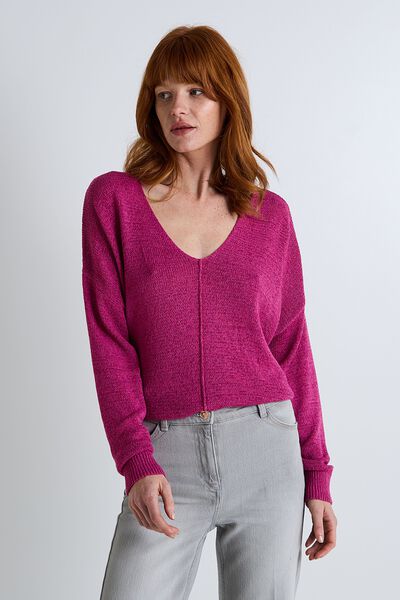 Pull col V femme