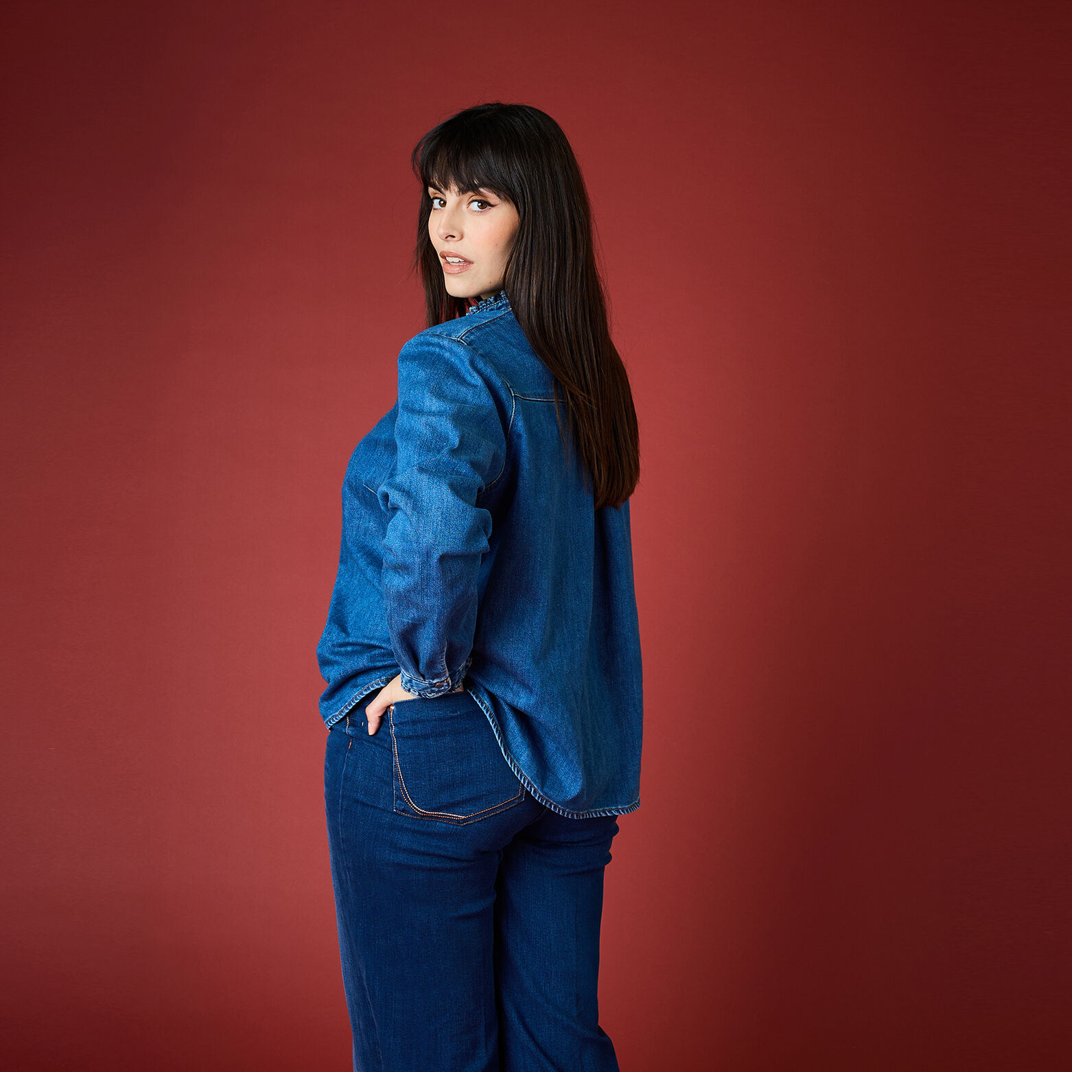Blouse en denim femme