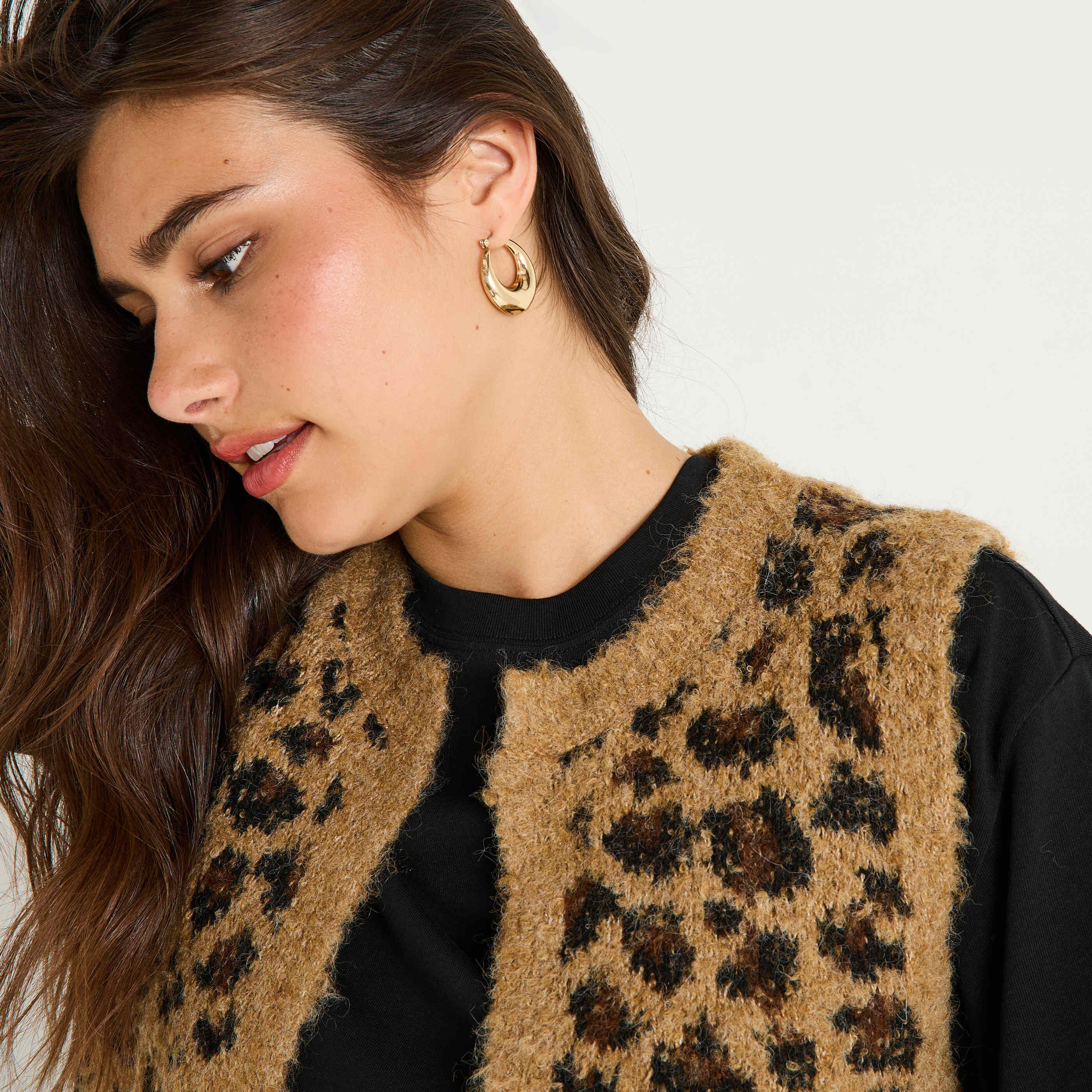 Gilet sans manches imprim&eacute; l&eacute;opard femme