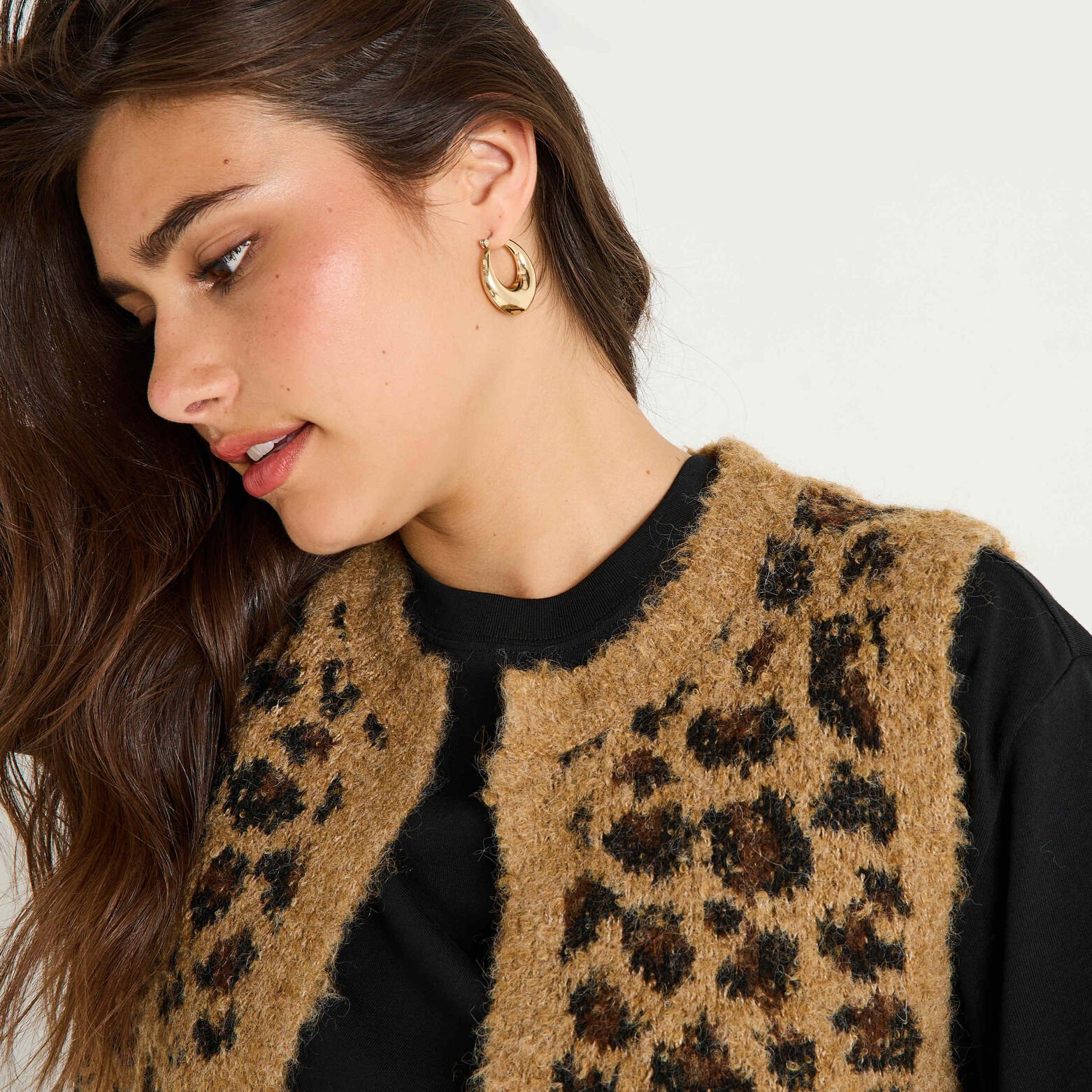 Gilet sans manches imprimé léopard femme