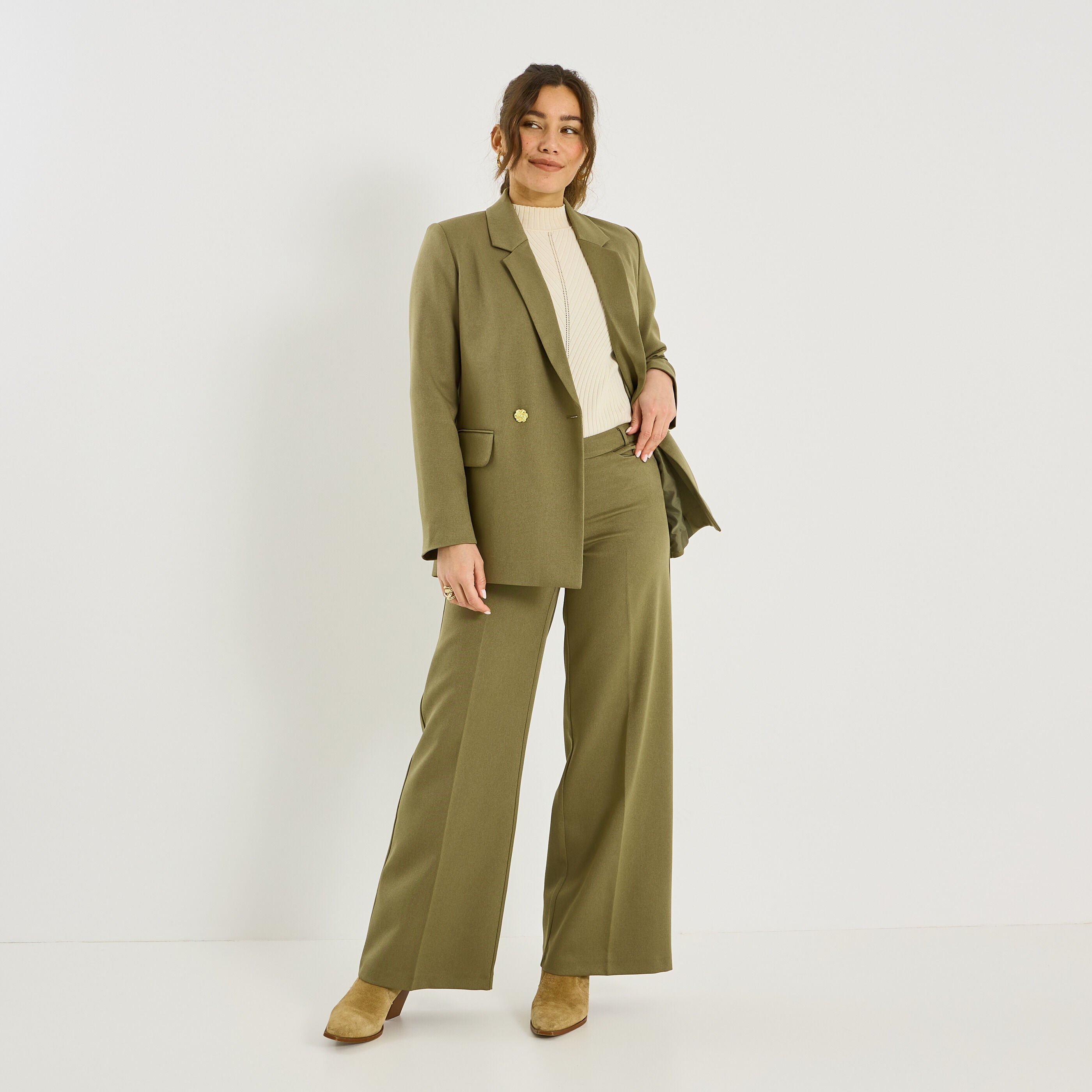 Pantalon tailleur large femme