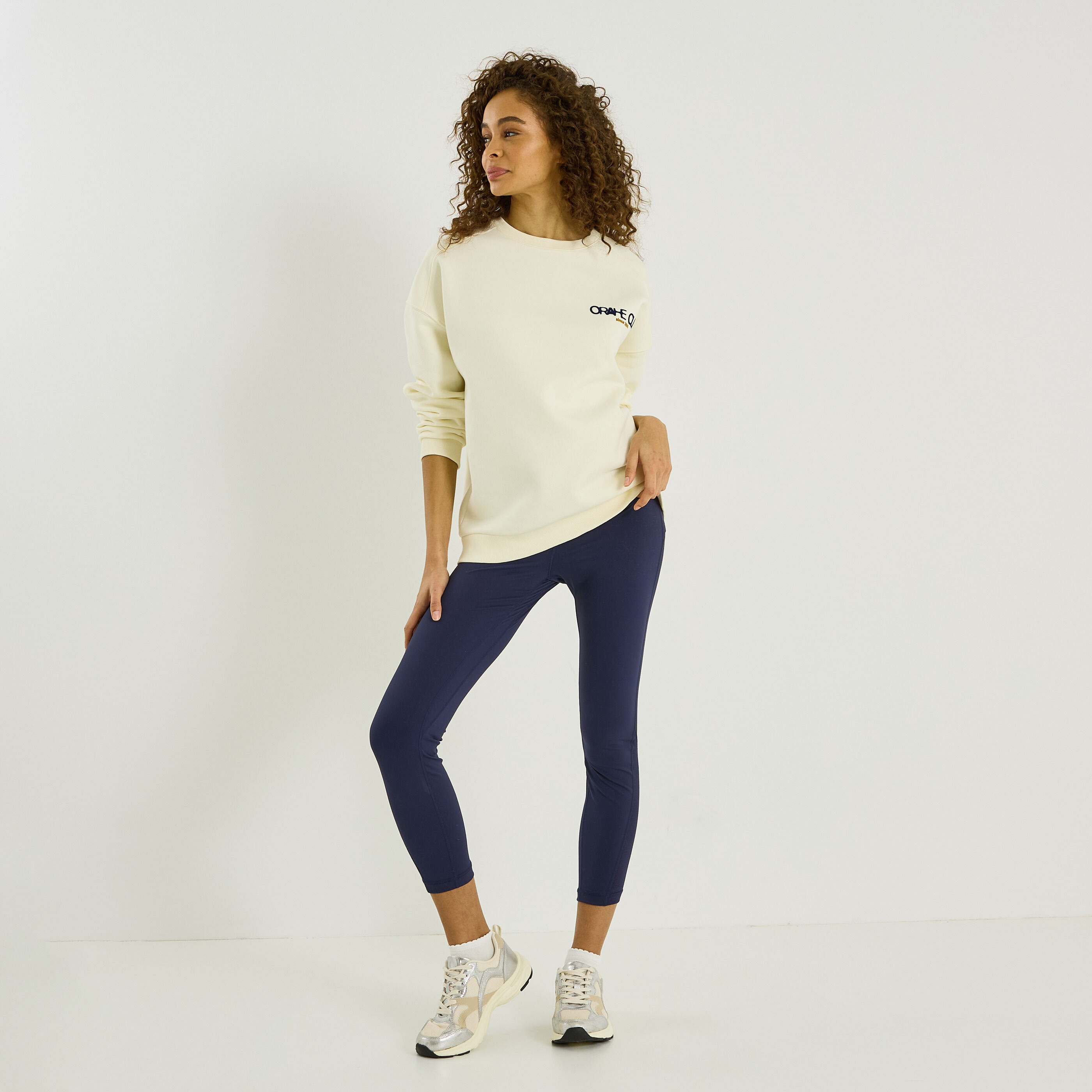 Sweat col rond avec inscriptions femme