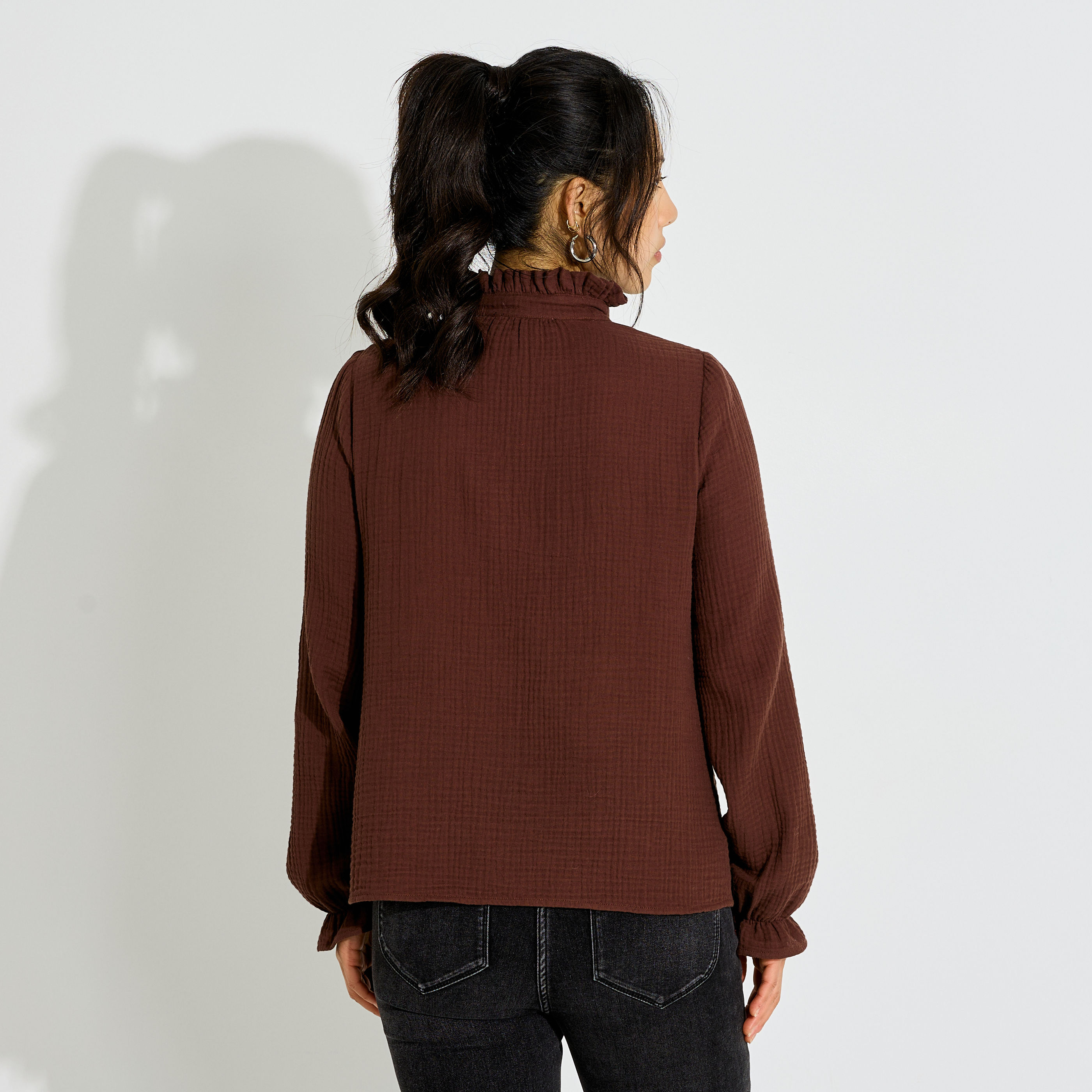Chemise ajour&eacute;e en gaze de coton femme