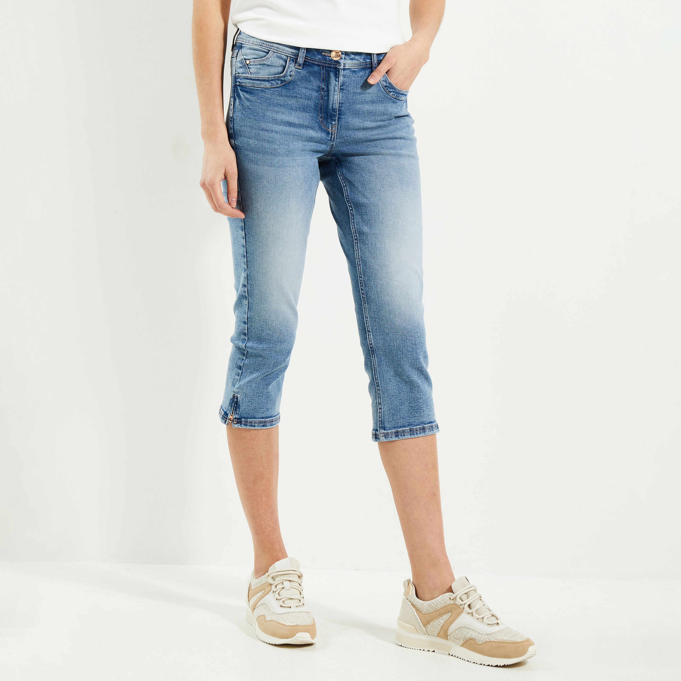 Corsaire jean CAMBODIA femme LIGHT STONE Graindemalice