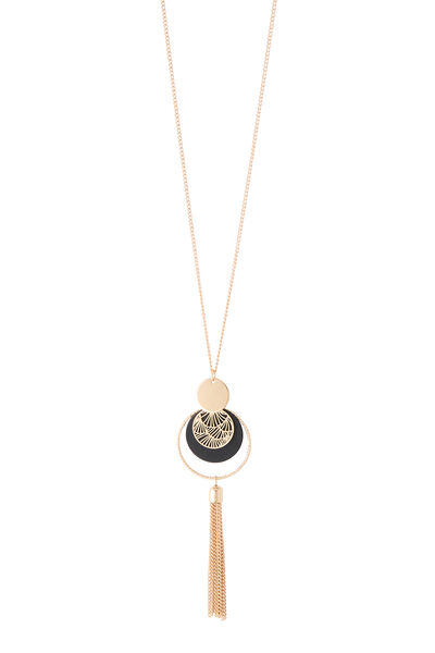 Collier avec disque et pompon