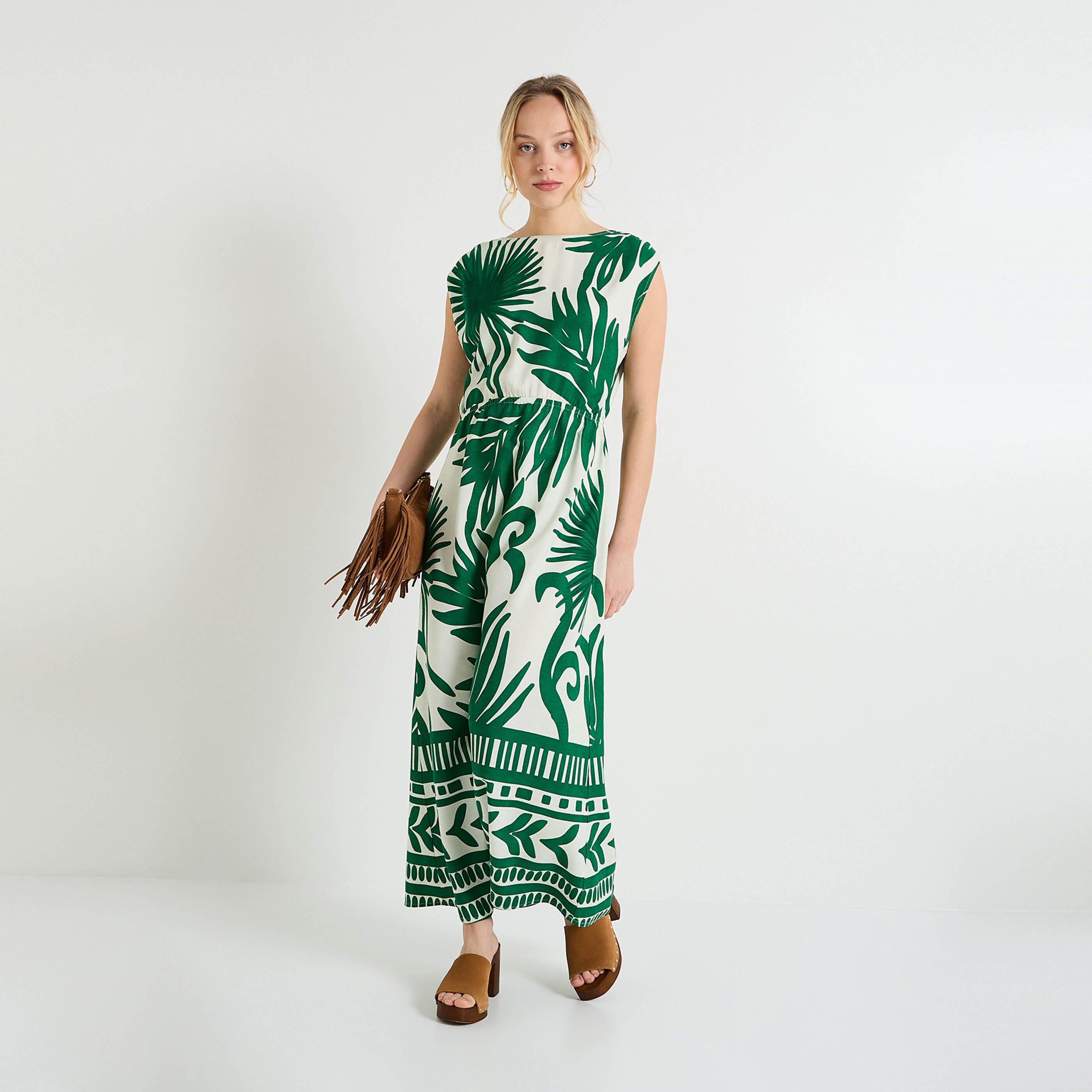 Robe longue imprim&eacute; femme
