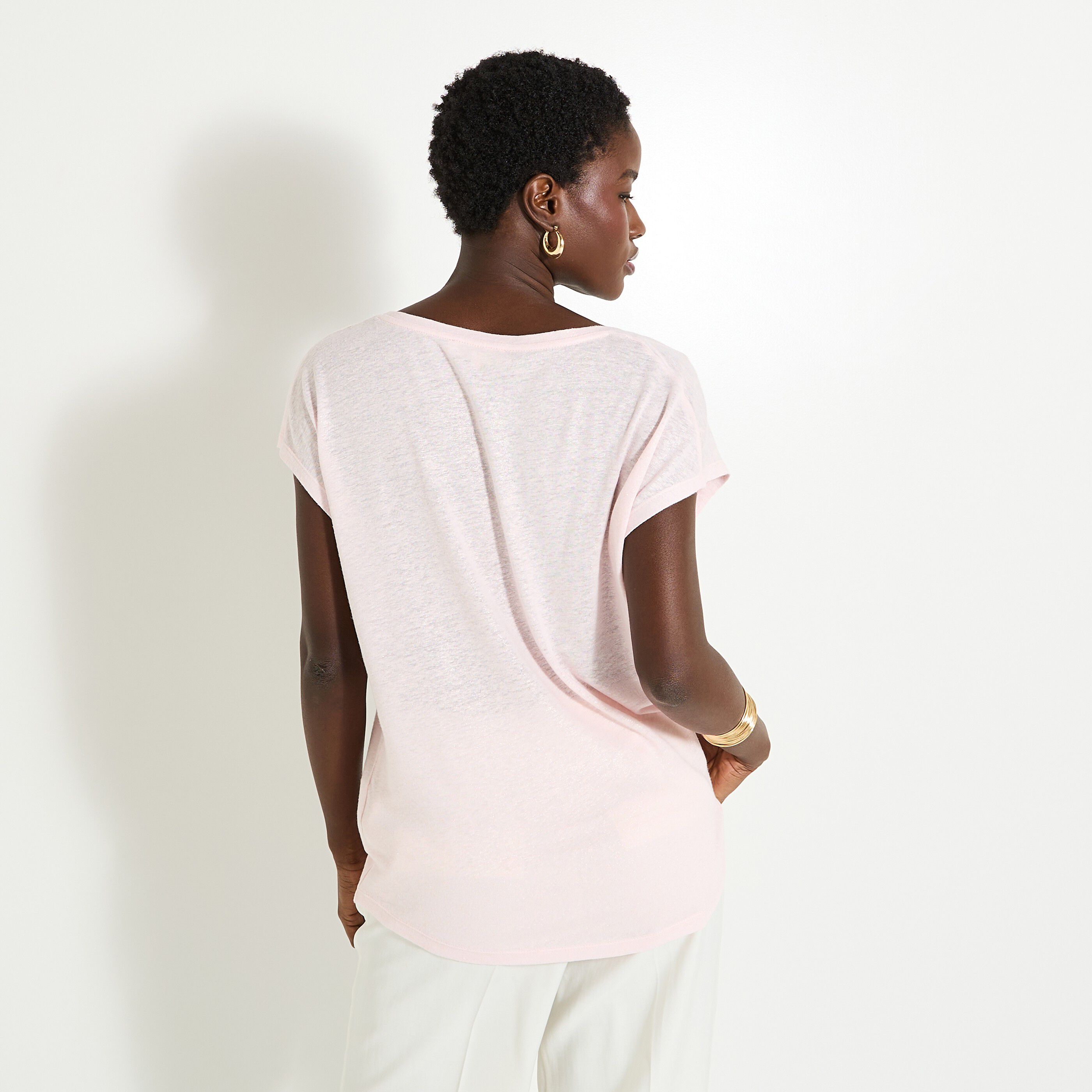 T-shirt en lin m&eacute;lang&eacute; femme