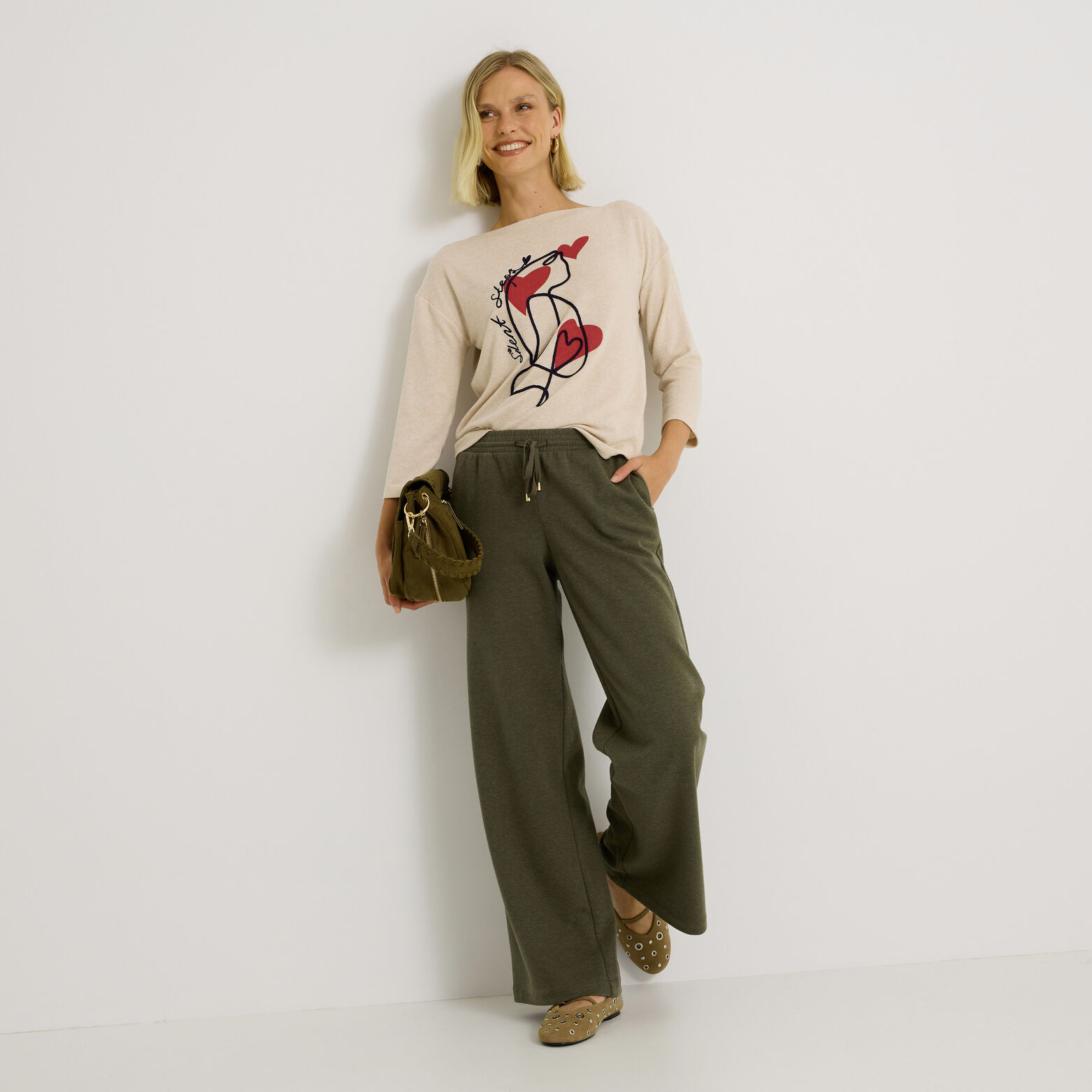 T shirt col rond print chat femme